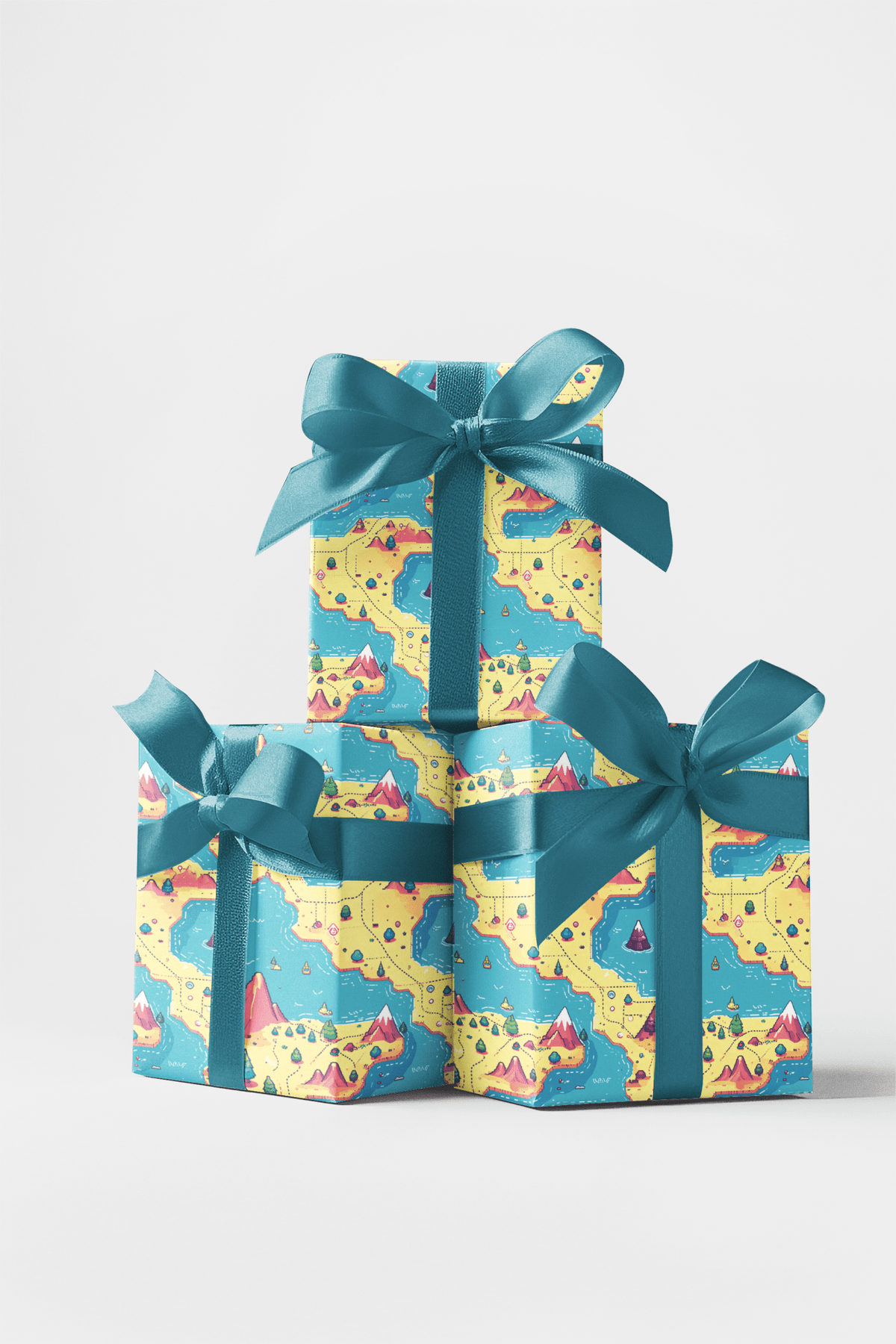Retro Adventure Map Wrapping Paper
