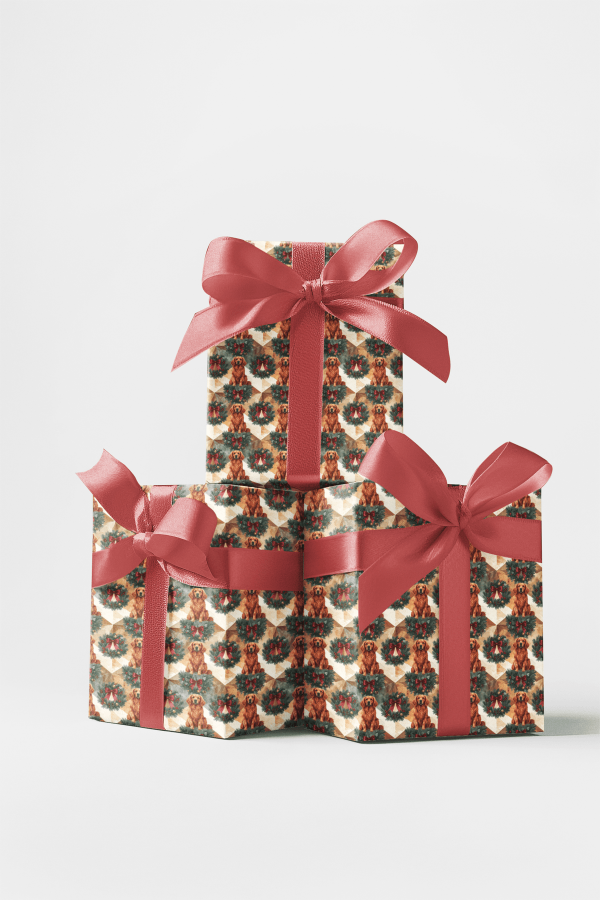 Victorian Christmas Golden Retrievers Wrapping Paper