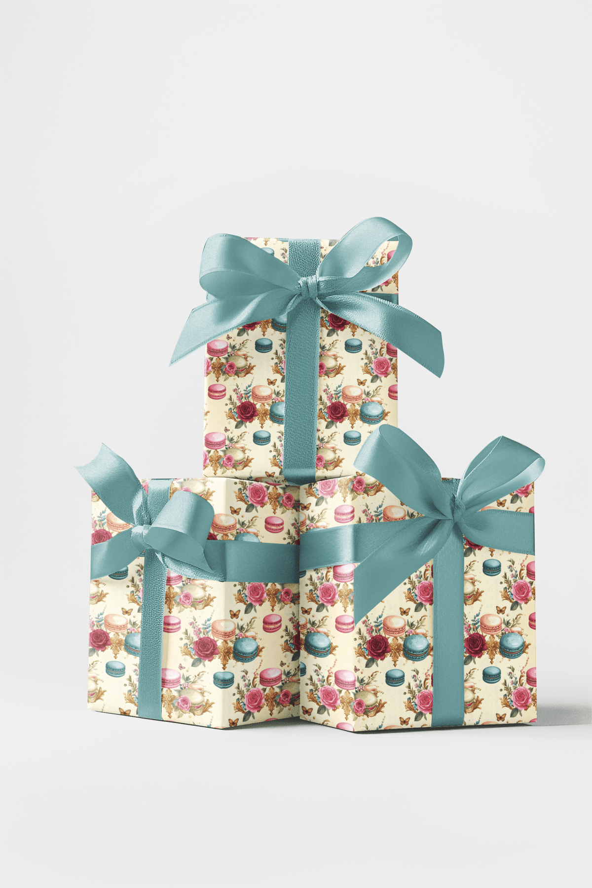 Parisian Macaron Garden Wrapping Paper