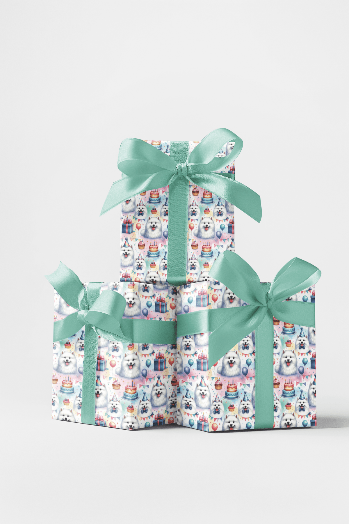 Birthday Celebration Samoyeds Wrapping Paper