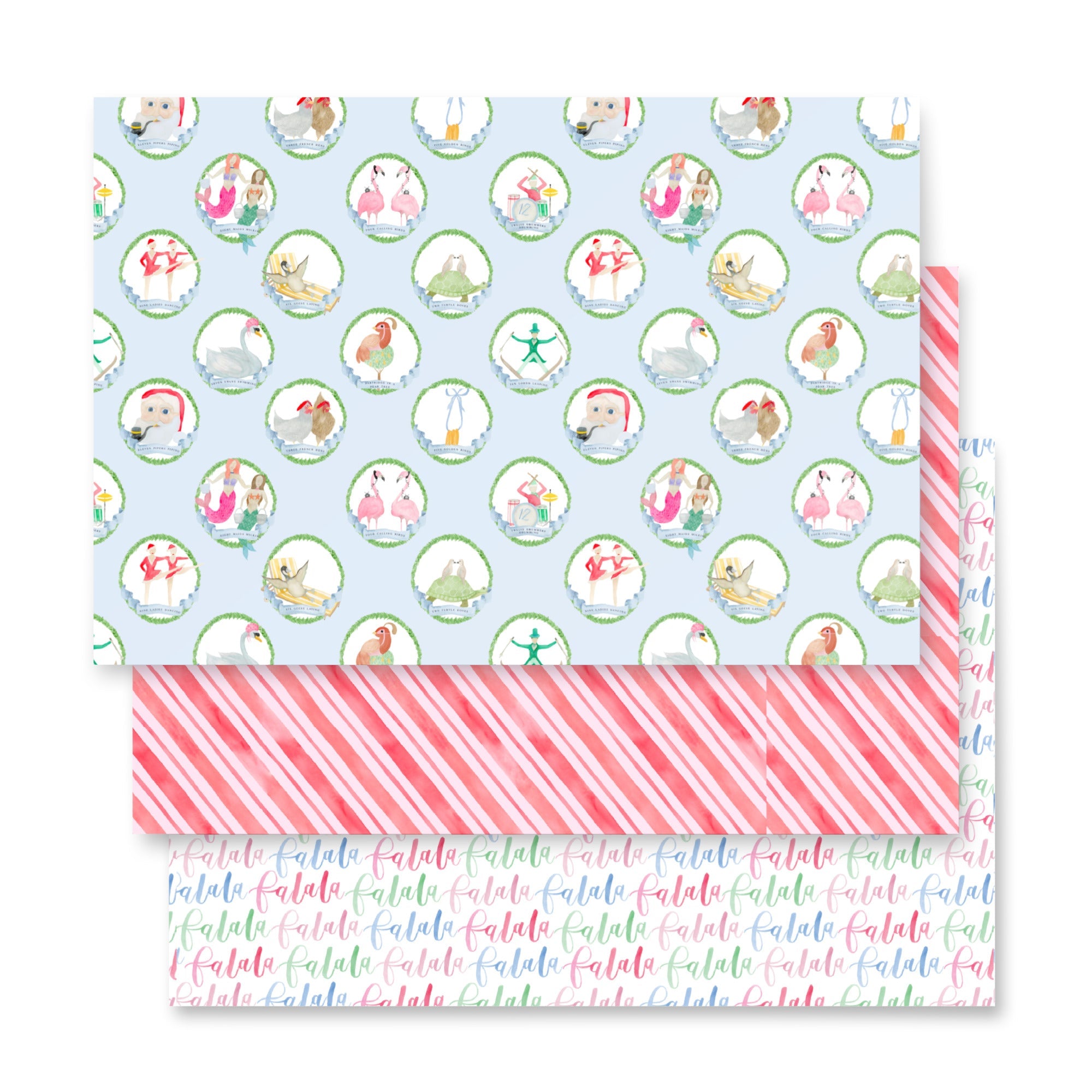 Watercolor 12 Days Of Christmas Gift Wrapping Set