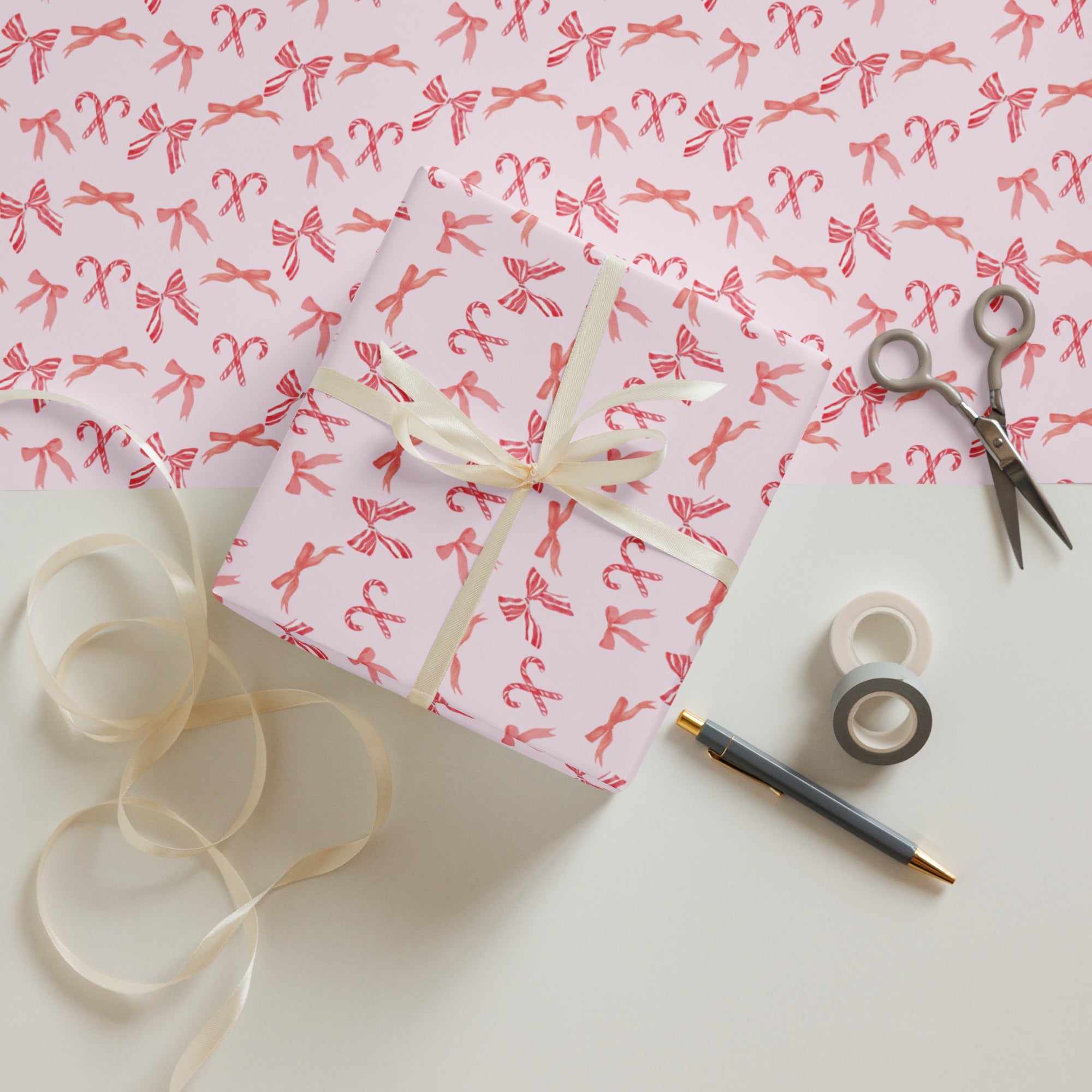 Christmas Bows & Candy Canes Gift Wrap