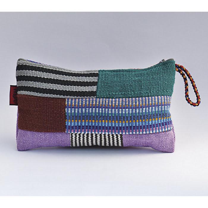 Handwoven Patchwork Zipper Pouch - Large