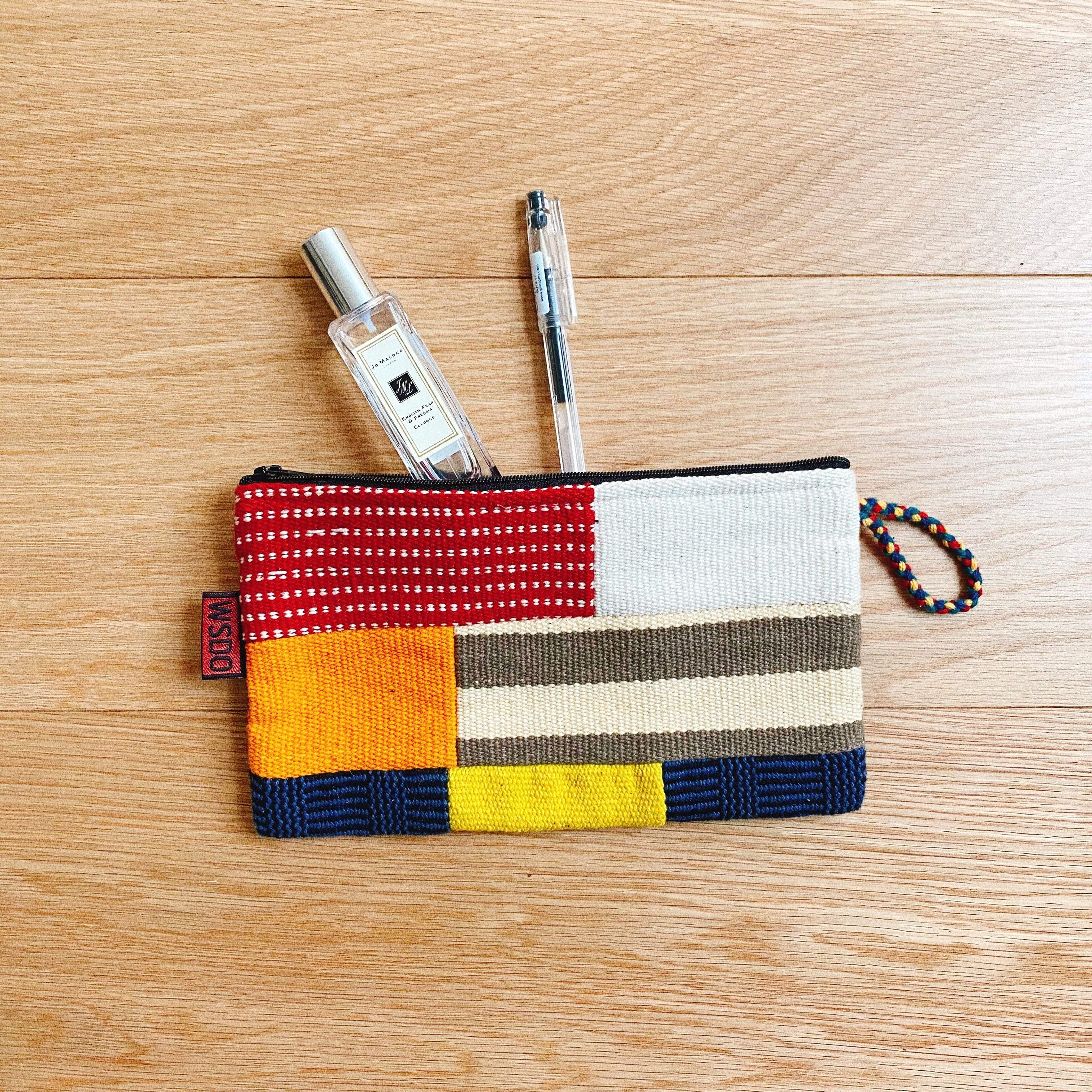 Handwoven Patchwork Zipper Pouch - Large
