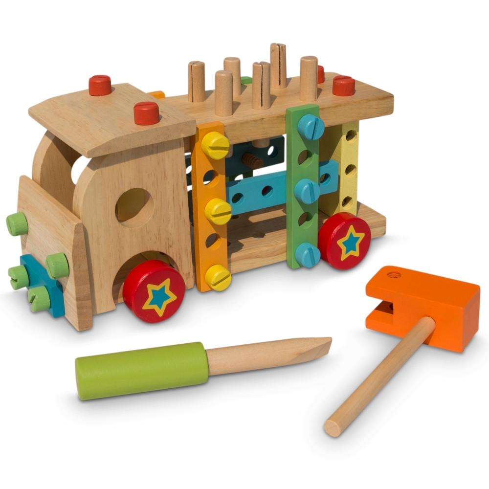 Set Of Wooden Truck With Building Tools