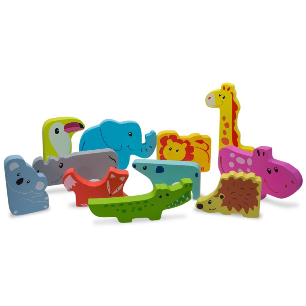 Animals Learning Wooden Blocks Puzzle