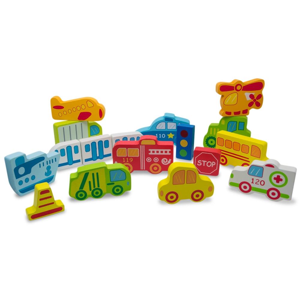 Cars, Ship, Plane, Helicopter And Sign Learning Wooden Blocks Puzzle