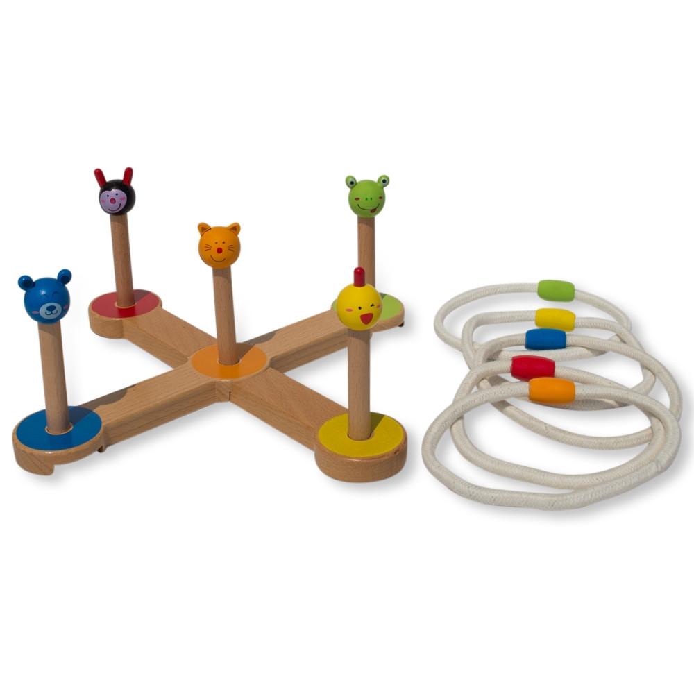 12 Pieces Wooden Ring Toss Game