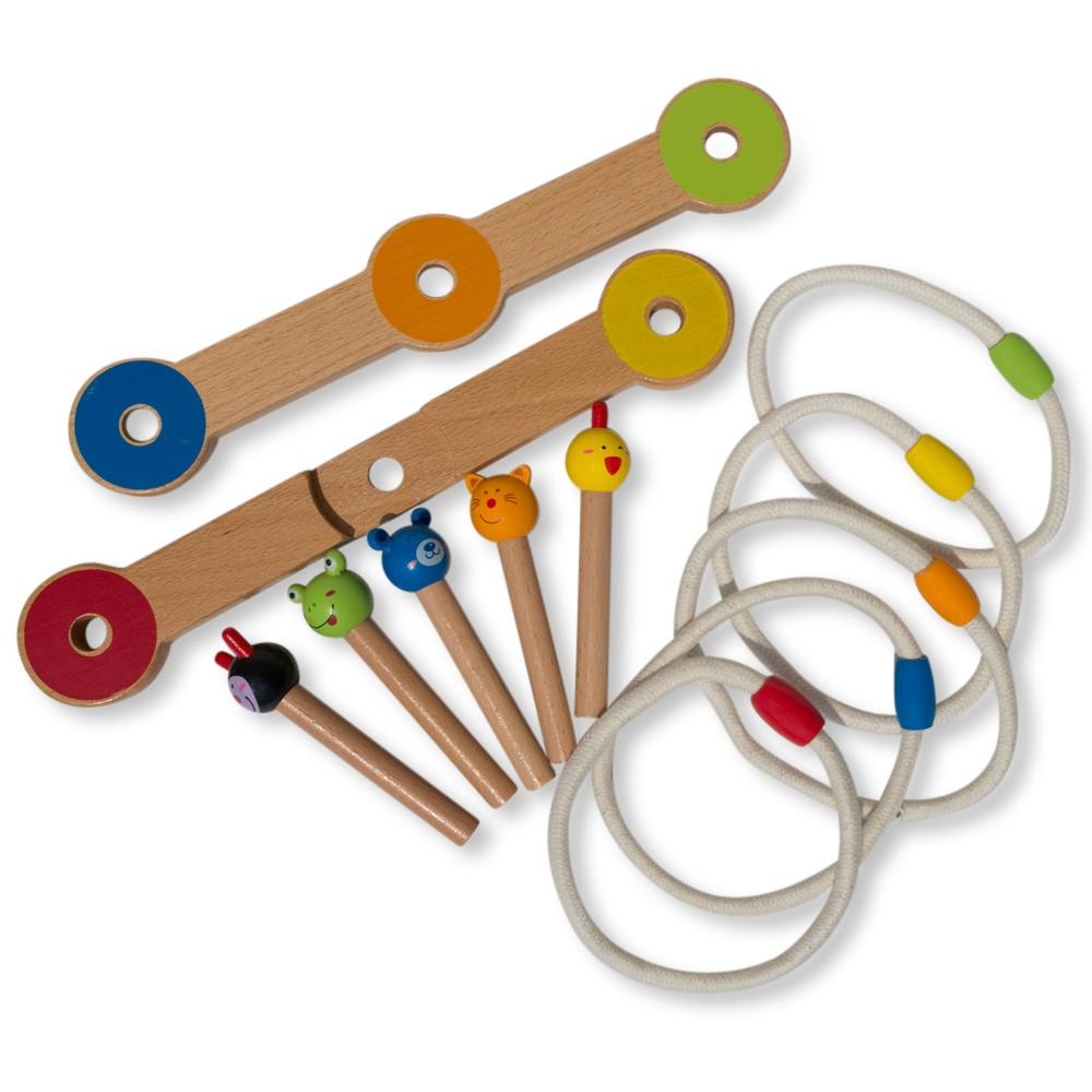 12 Pieces Wooden Ring Toss Game