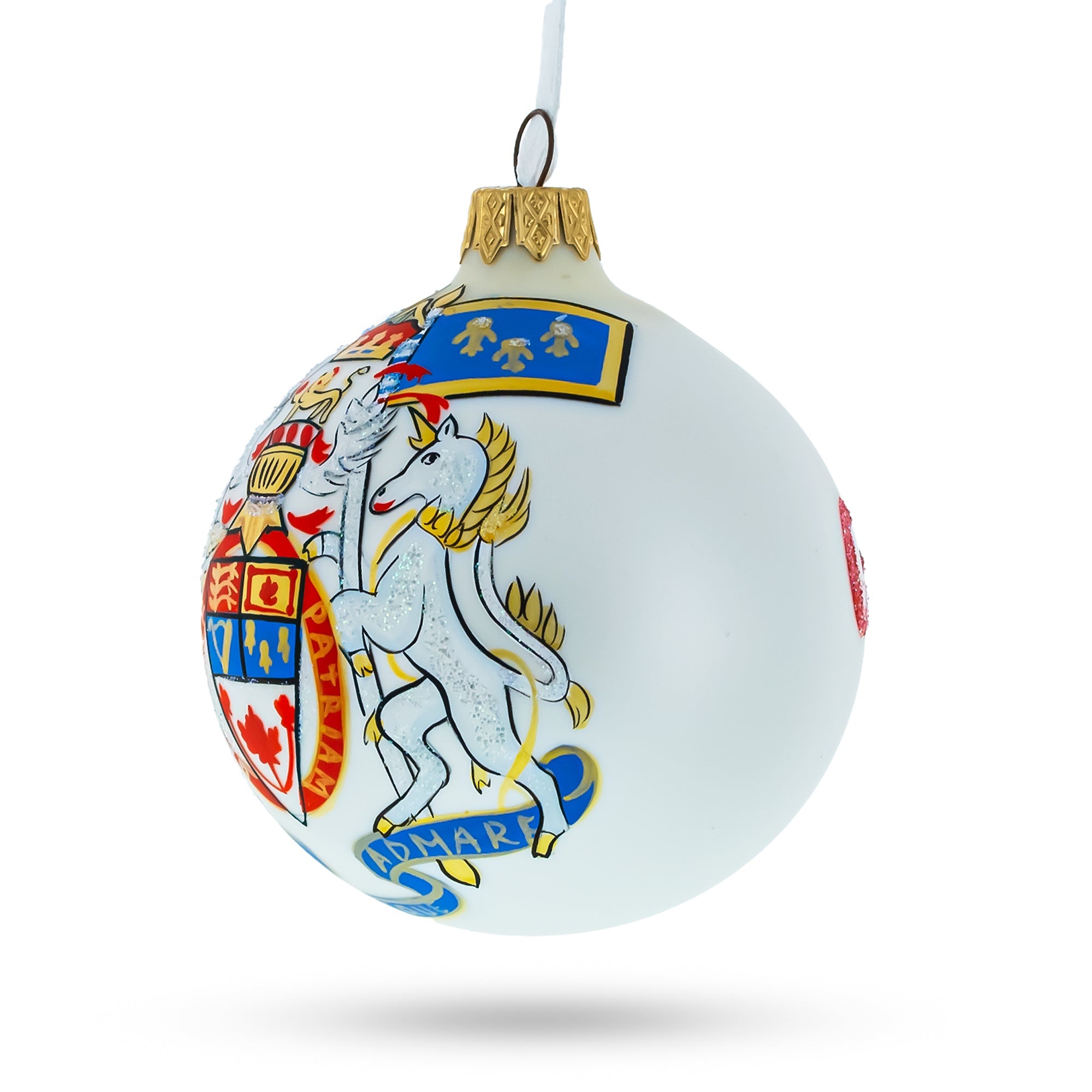 Coat Of Arms Of Canada Blown Glass Ball Christmas Ornament 3.25 Inches