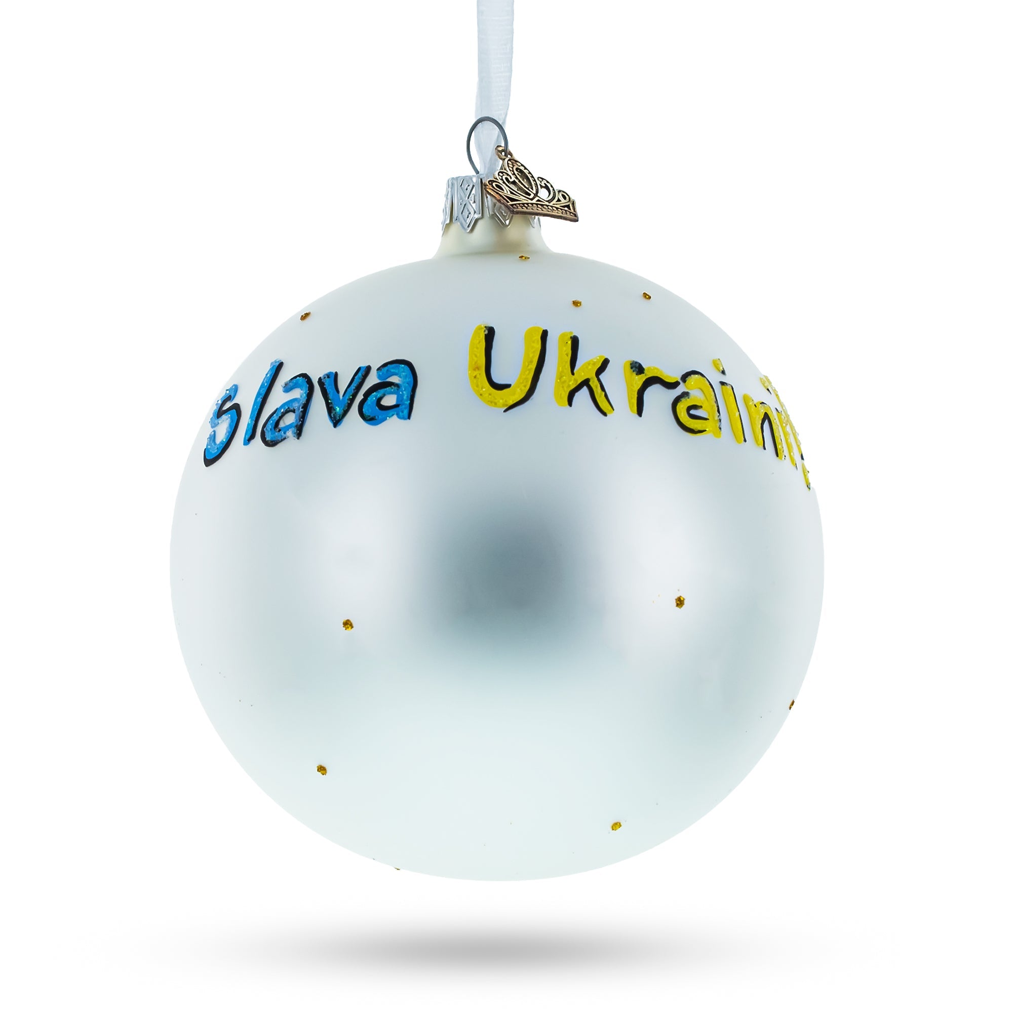 Kozak Carrying Ukrainian Flag Glass Ball Christmas Ornament 4 Inches