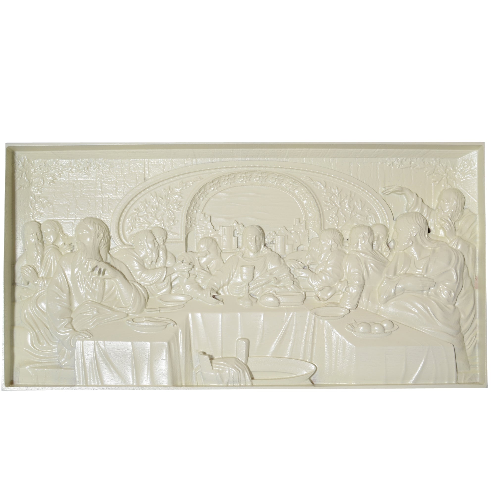 The Last Supper Ukrainian Beech Wood Carved Plaque In White