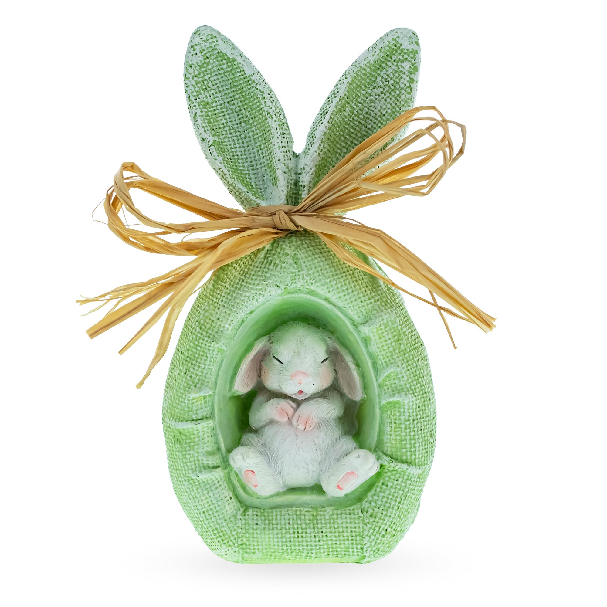 Cradled Newborn Bunny: Adorable Crib Figurine