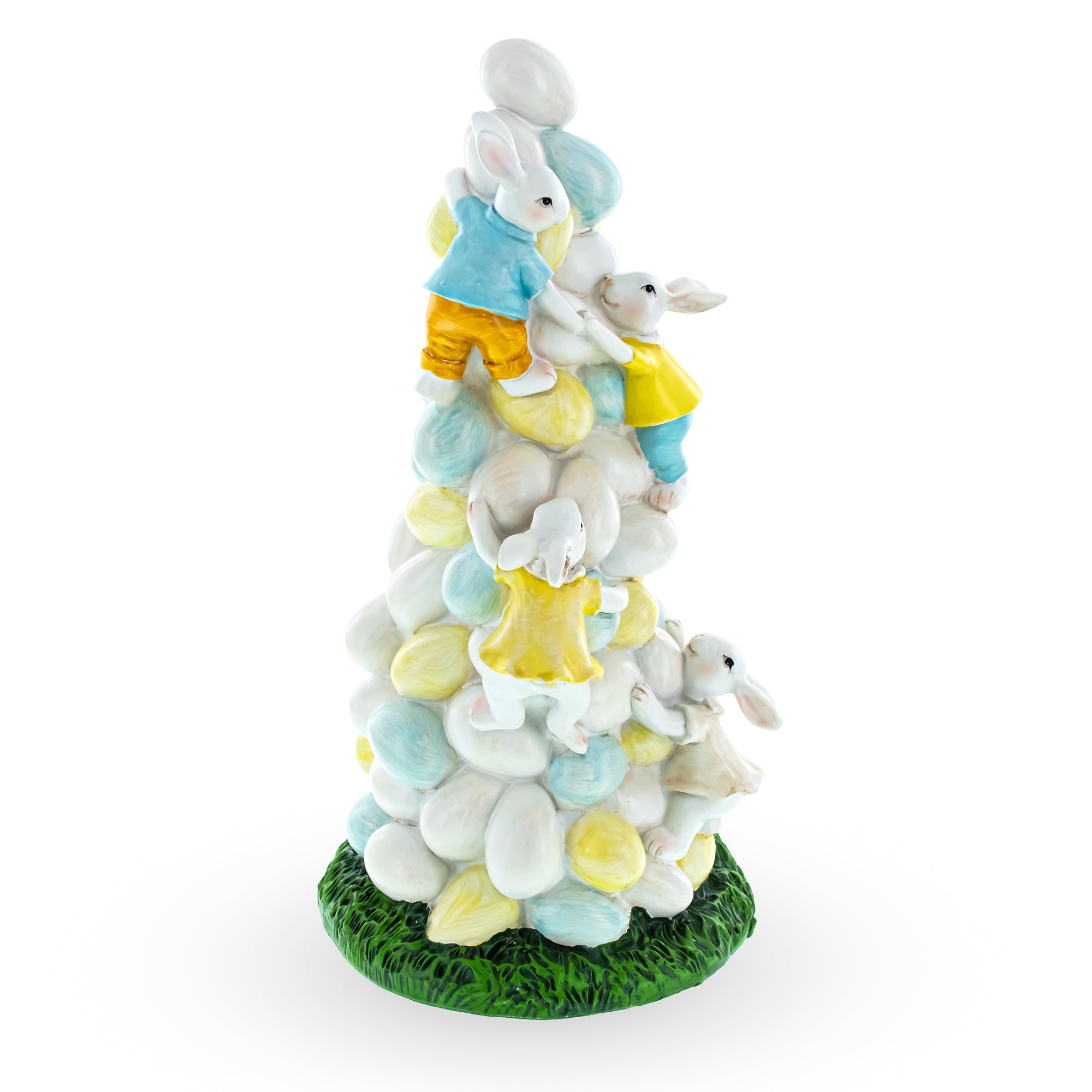 Easter Ascent: Bunnies Climbing Easter Egg Tree Figurine