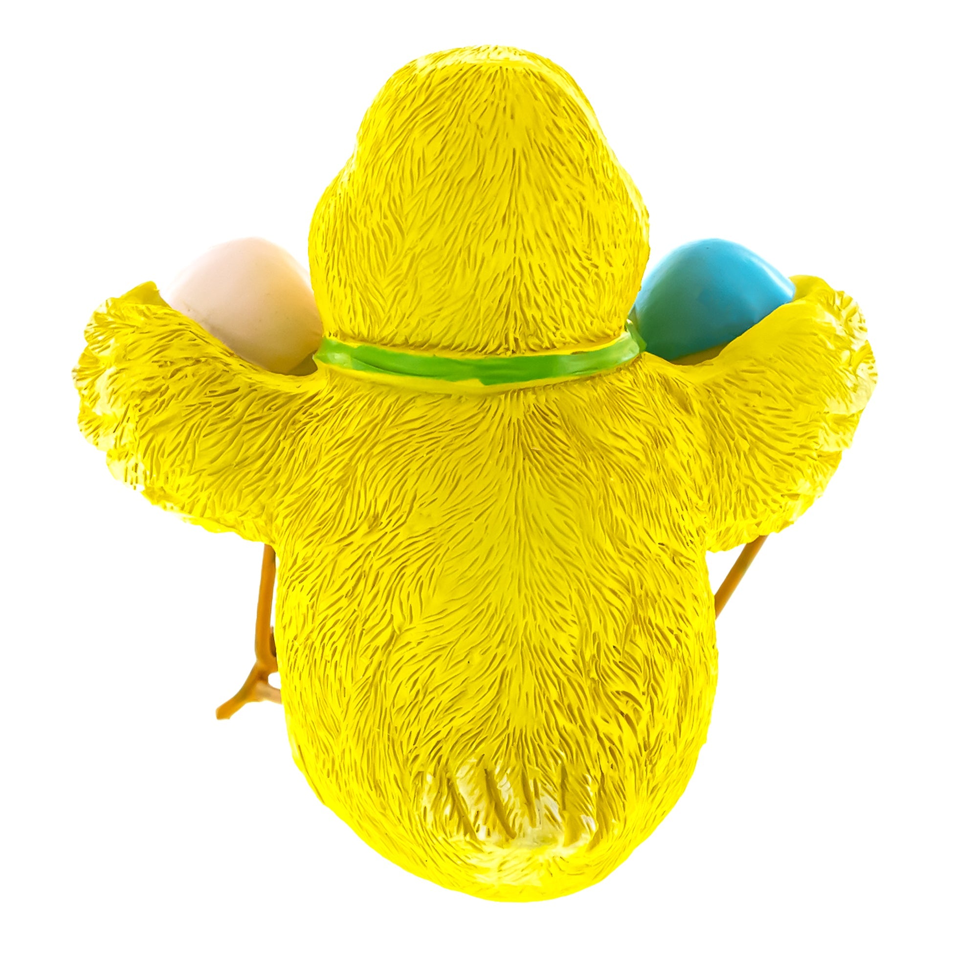 Cheerful Chick Clutching Colorful Easter Eggs Figurine