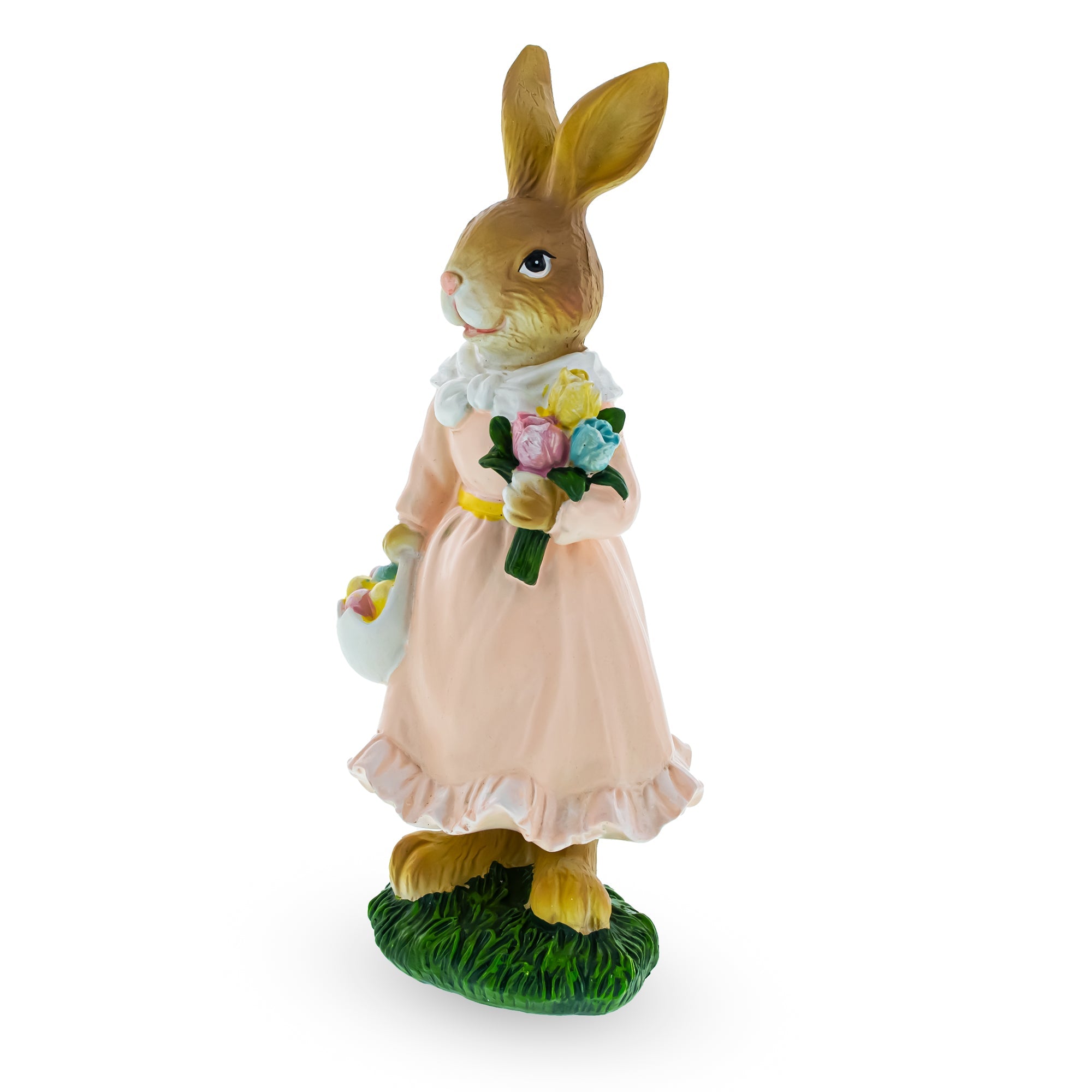 Springtime Delight: Mother Bunny With Flowers And Easter Egg Basket Figurine