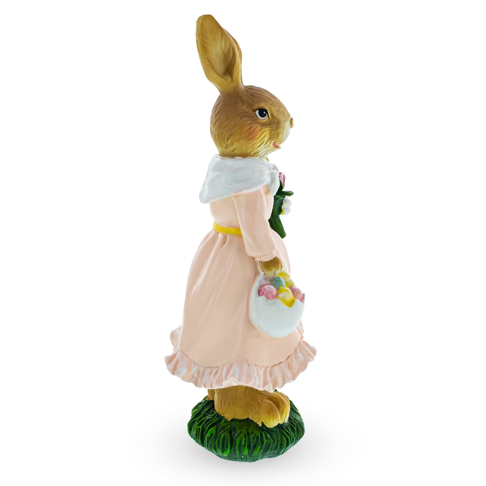 Springtime Delight: Mother Bunny With Flowers And Easter Egg Basket Figurine