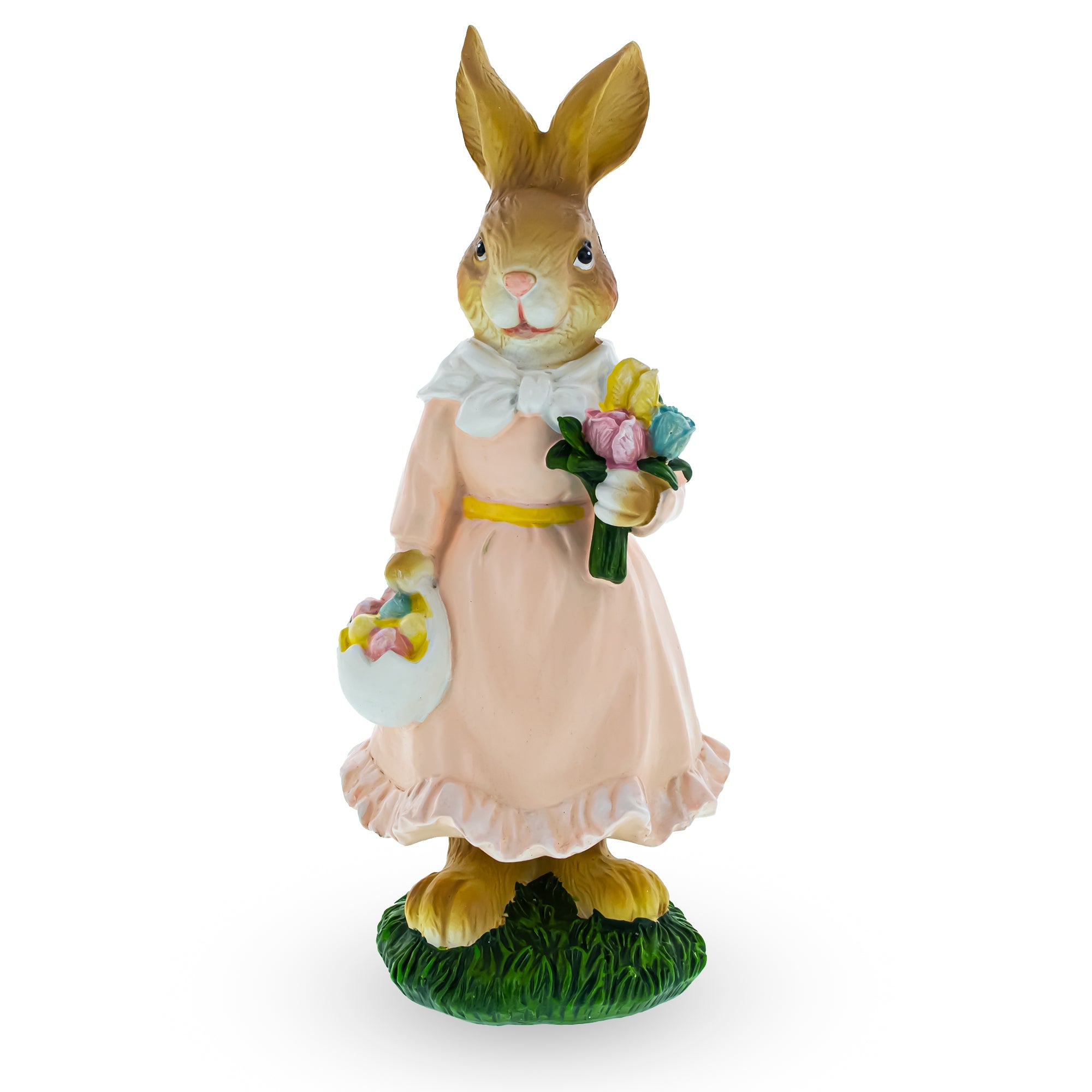 Springtime Delight: Mother Bunny With Flowers And Easter Egg Basket Figurine