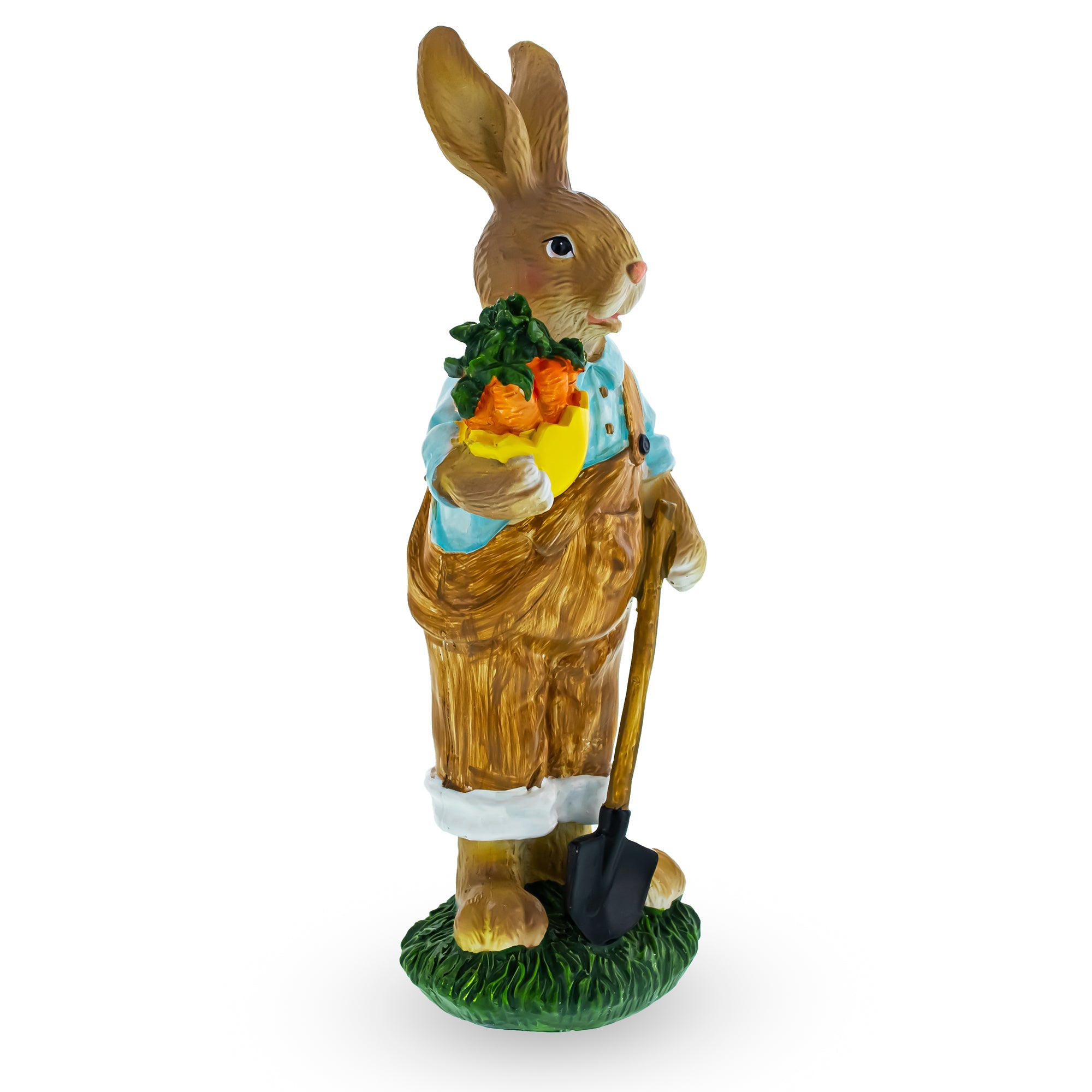 Hardworking Father Bunny With Carrots Basket And Shovel Figurine