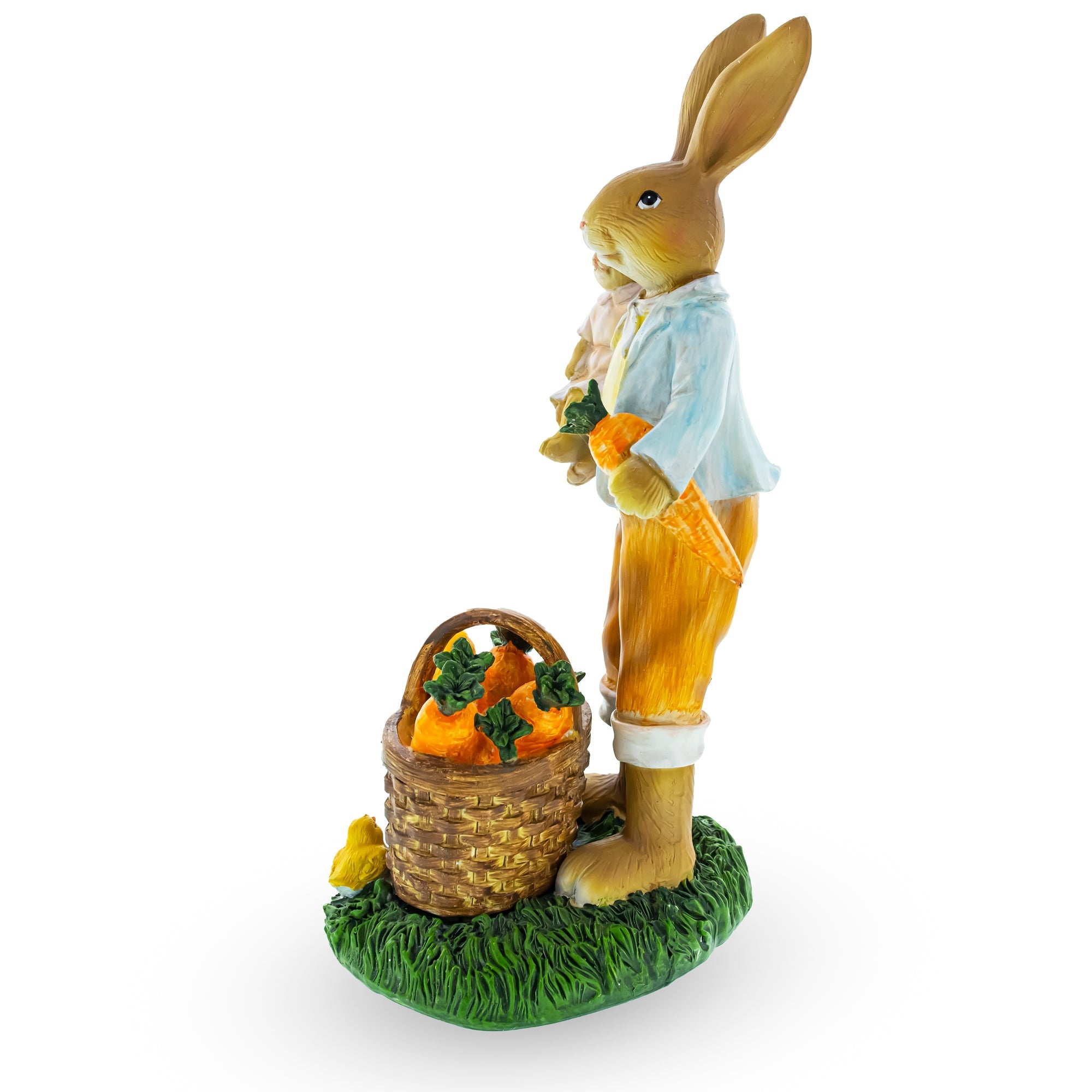 Father And Son Bunny Duo: Sharing A Basket Of Harvested Carrots Figurine