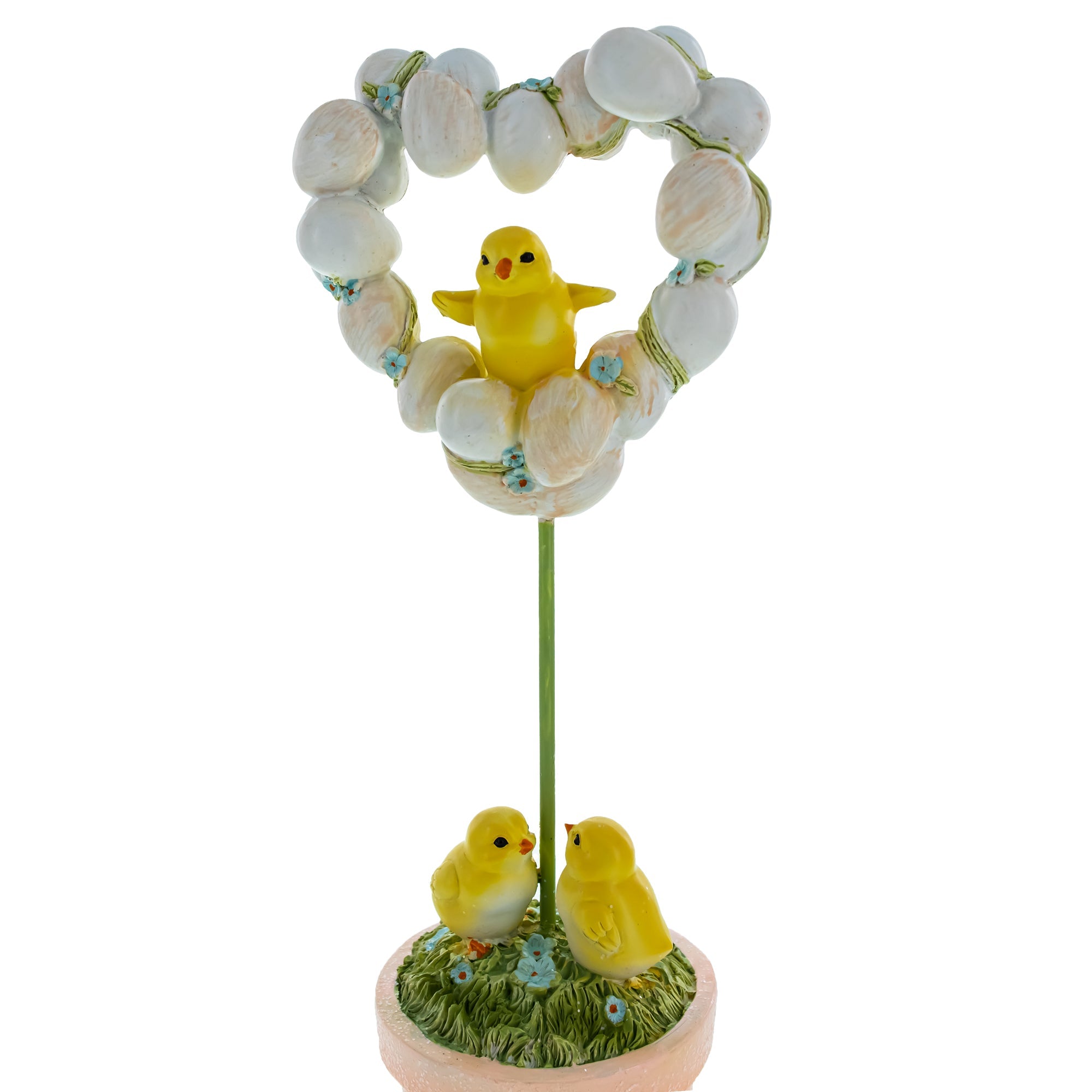 Adorable Chicks Nestled In Heart-shaped Eggs Pot Easter Decorative Figurine