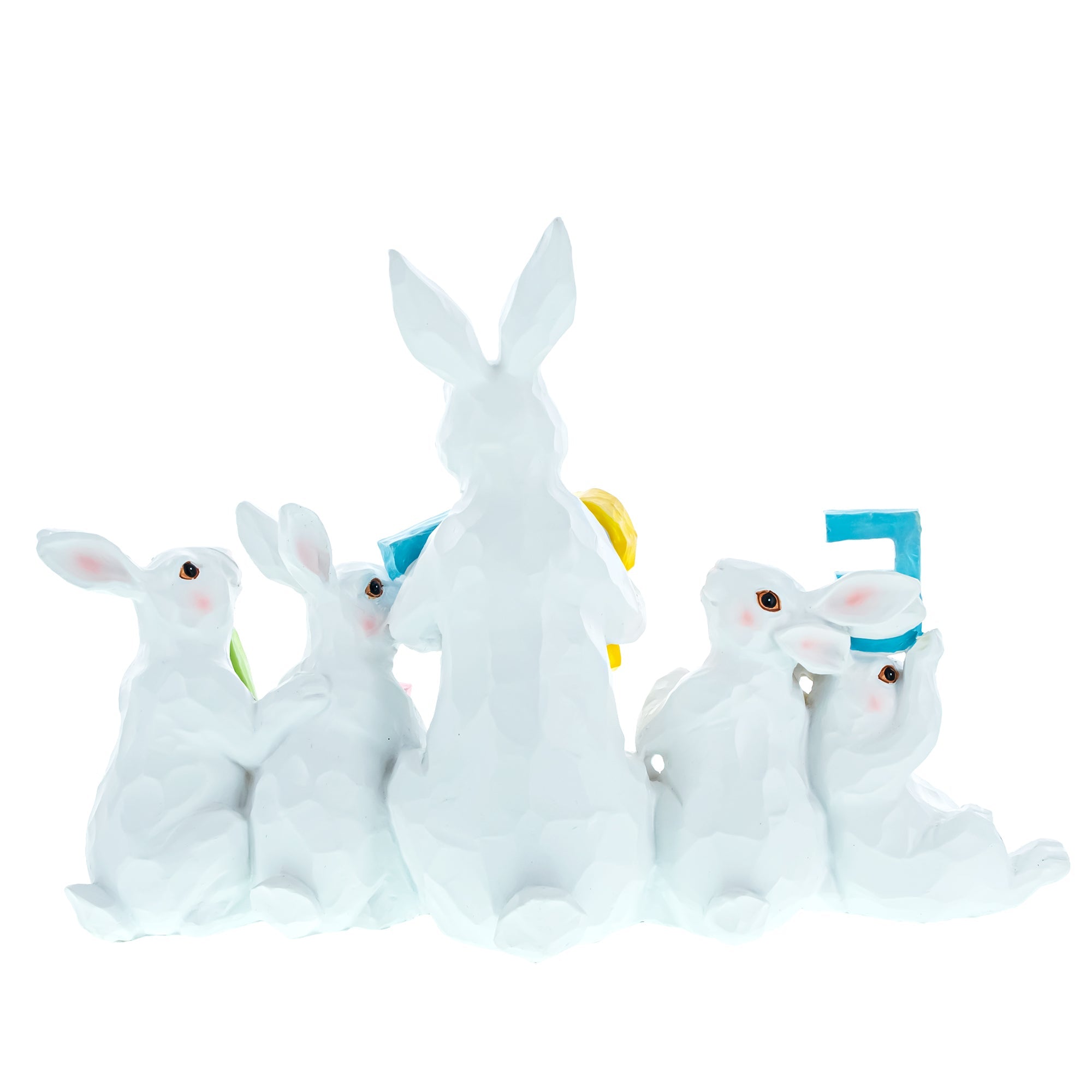 White Bunnies Holding Easter Letters Figurine 12 Inches