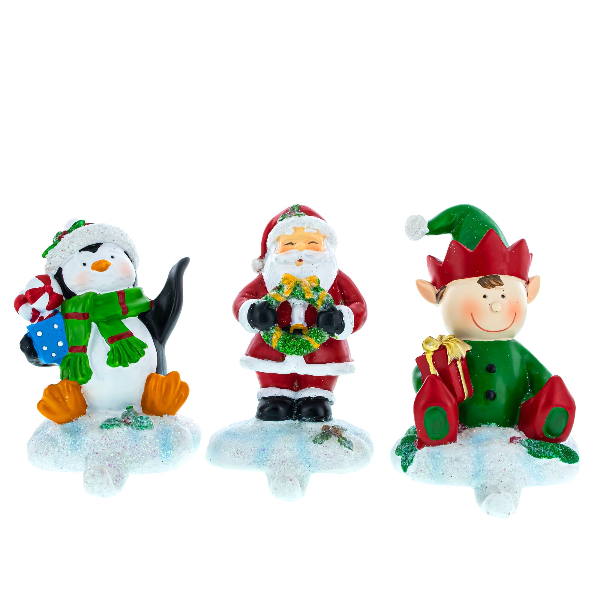 Festive Trio: Set Of 3 Christmas Stocking Holders - Elf, Santa, And Penguin