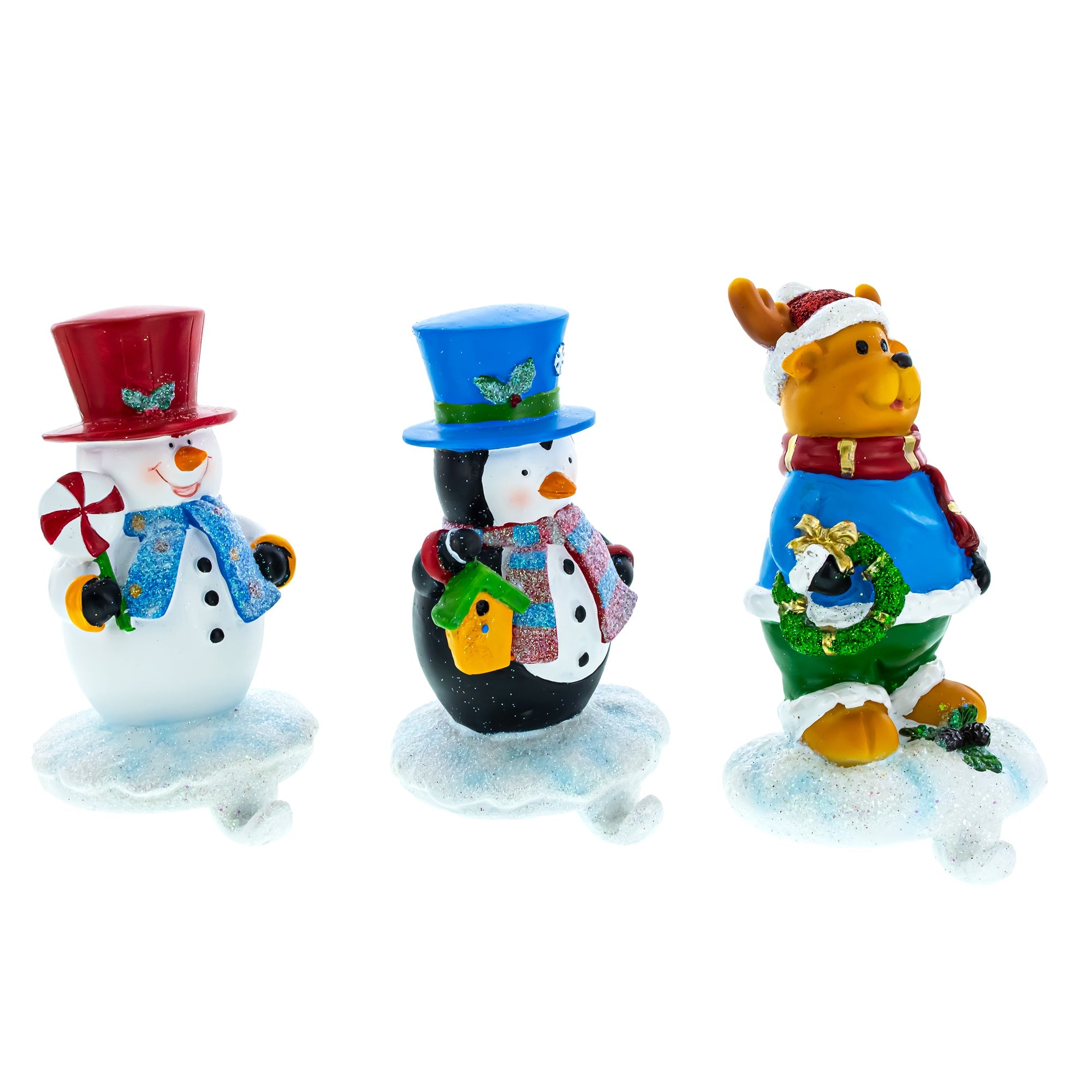 Winter Wonderland Trio: Set Of 3 Christmas Stocking Holders - Snowman, Penguin, And Reindeer