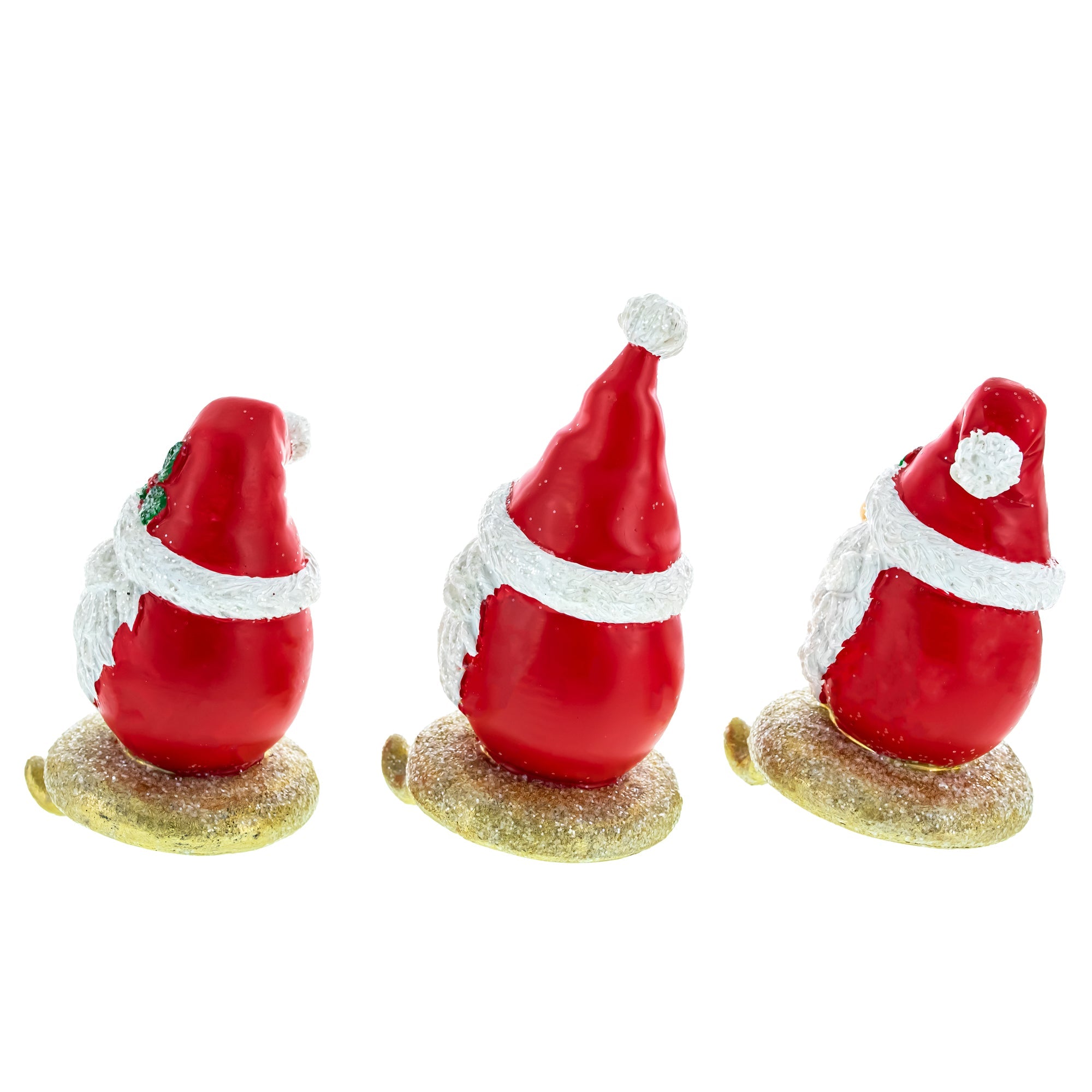 Cheerful Gnome Trio: Set Of 3 Santa Hat Christmas Stocking Holders