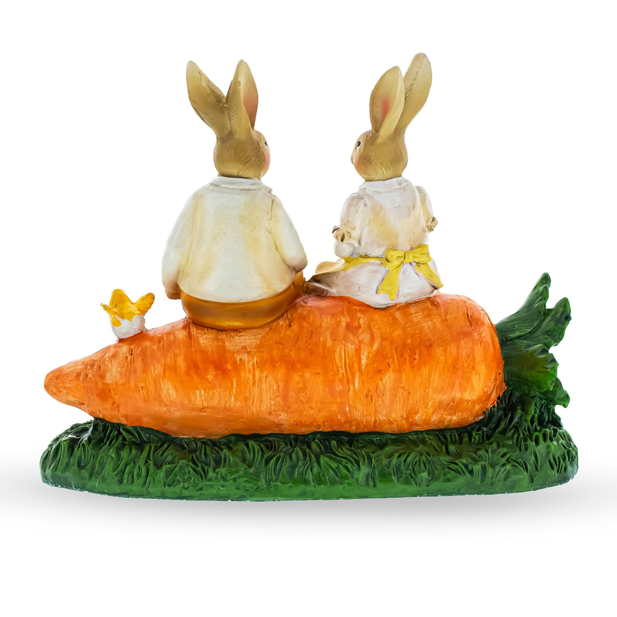 Easter Love: Bunny Couple Sitting On Carrot Figurine