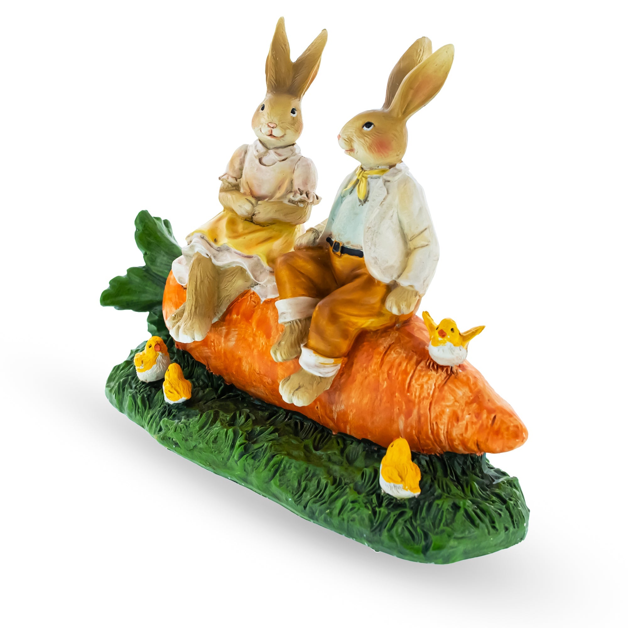 Easter Love: Bunny Couple Sitting On Carrot Figurine