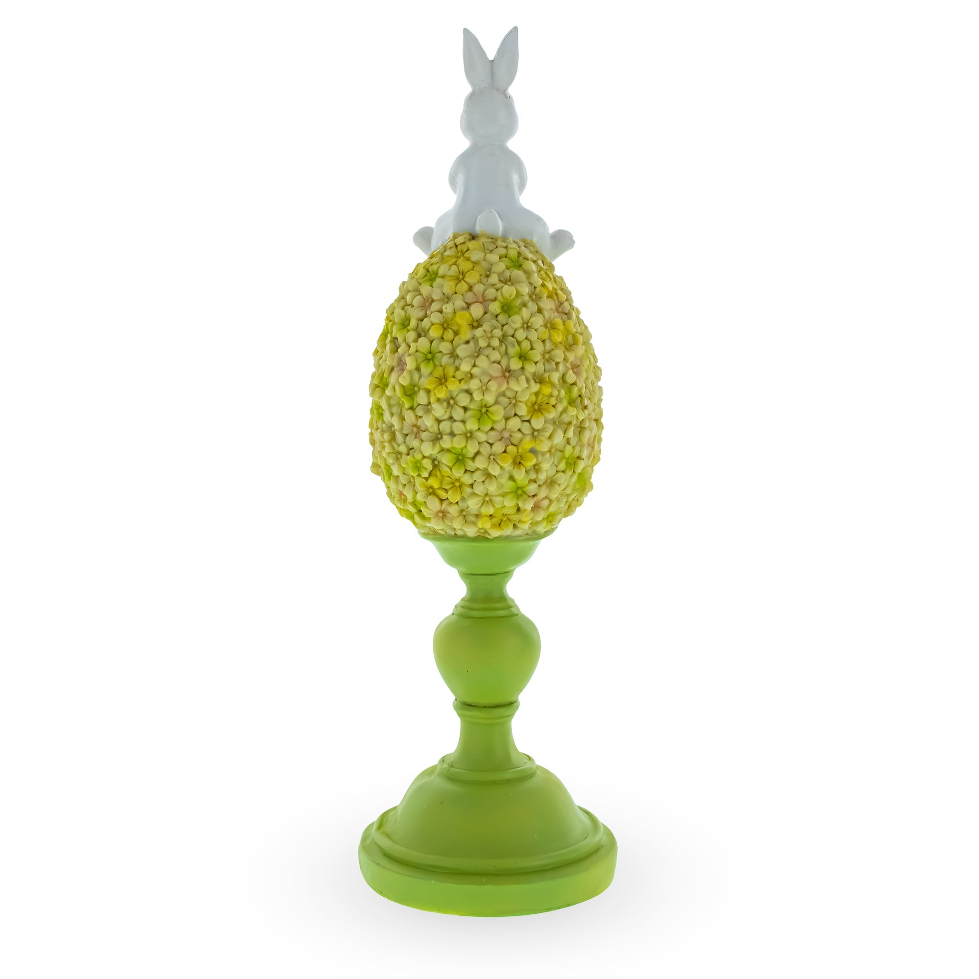 Bunny Perched Atop Floral Easter Egg Figurine