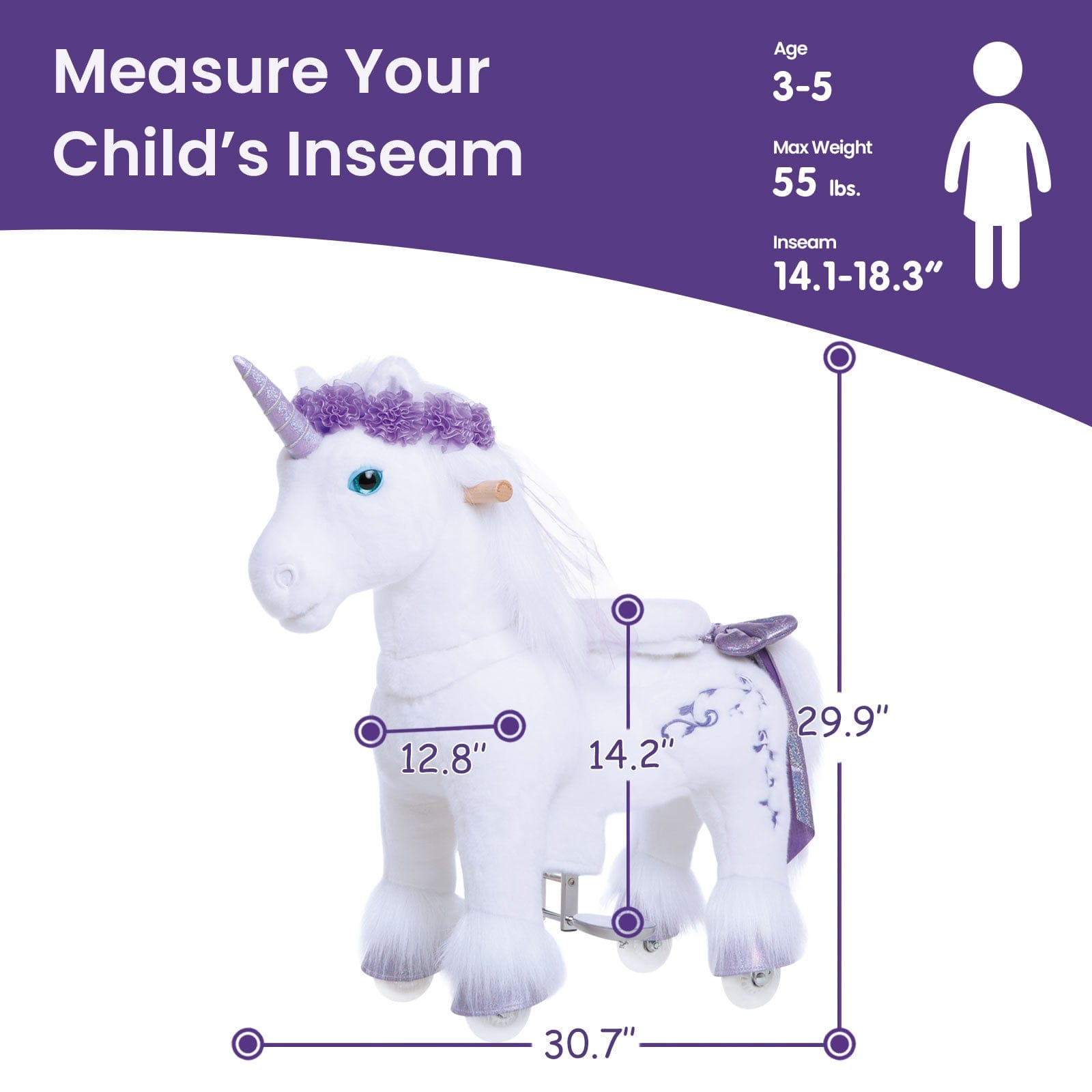 Ride On Unicorn For Age 3-5 Purple Model X