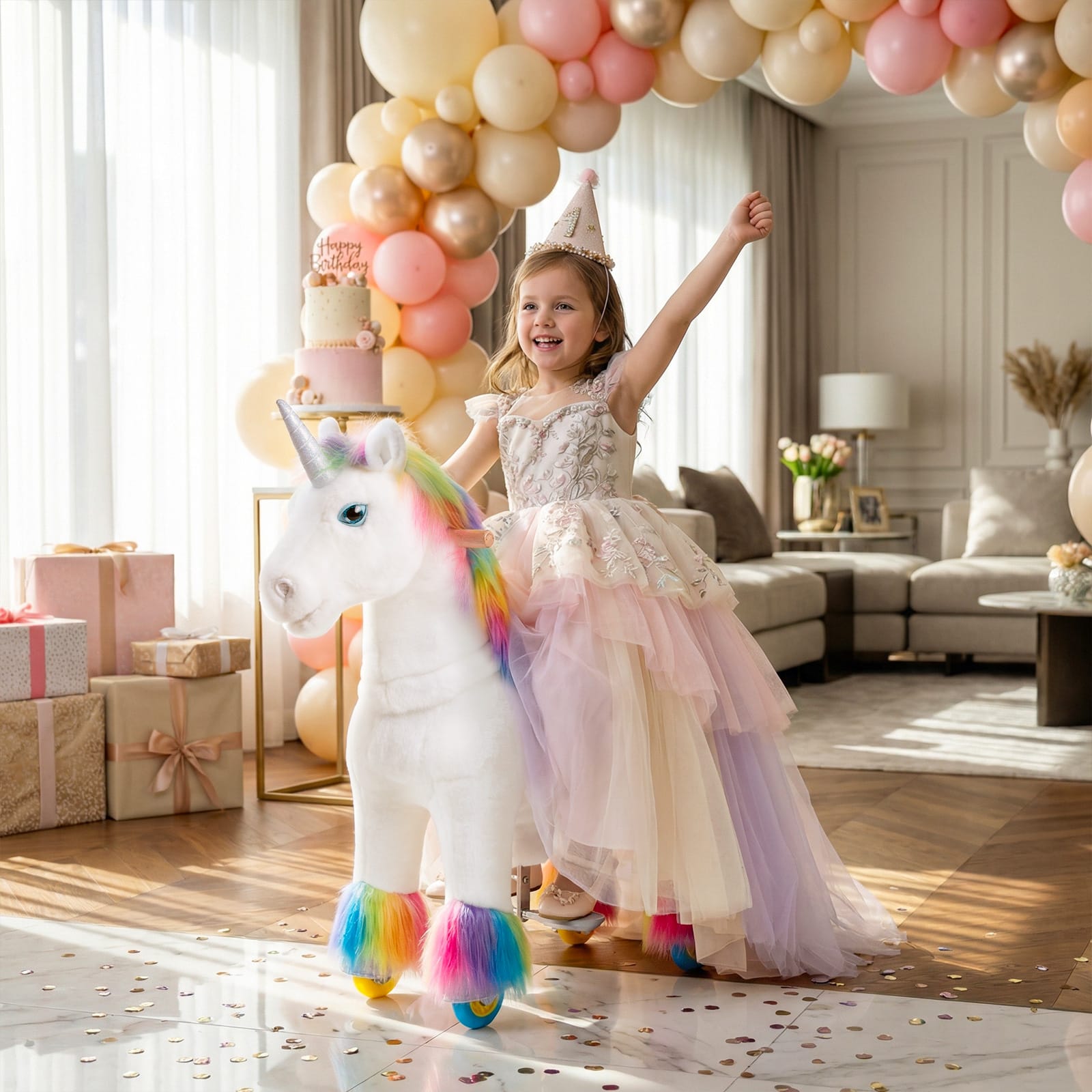 Model X® Unicorn Ride-on Toy Age 3–4 – Rainbow