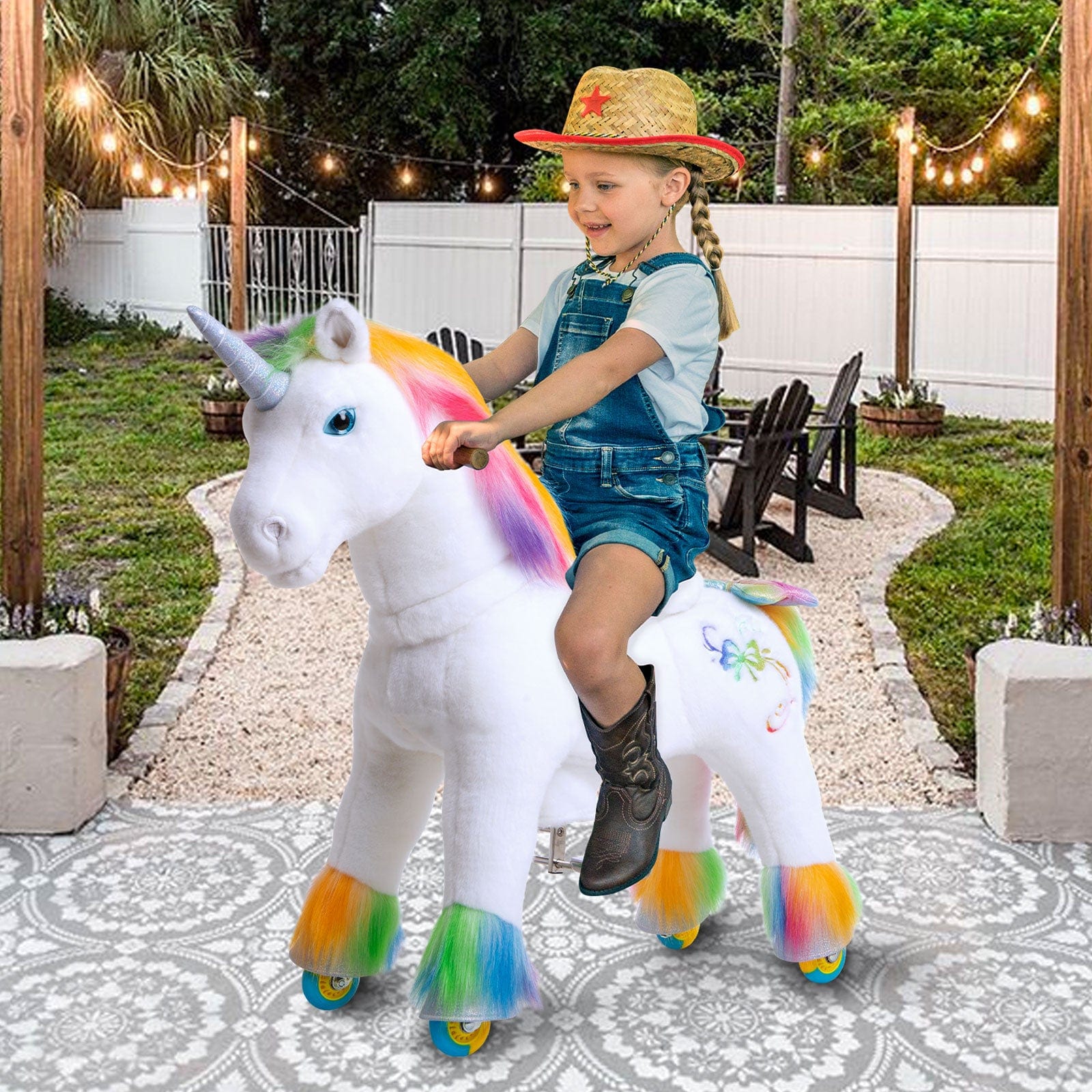 Unicorn Ride On Toy For Age 3-5 Rainbow Model X