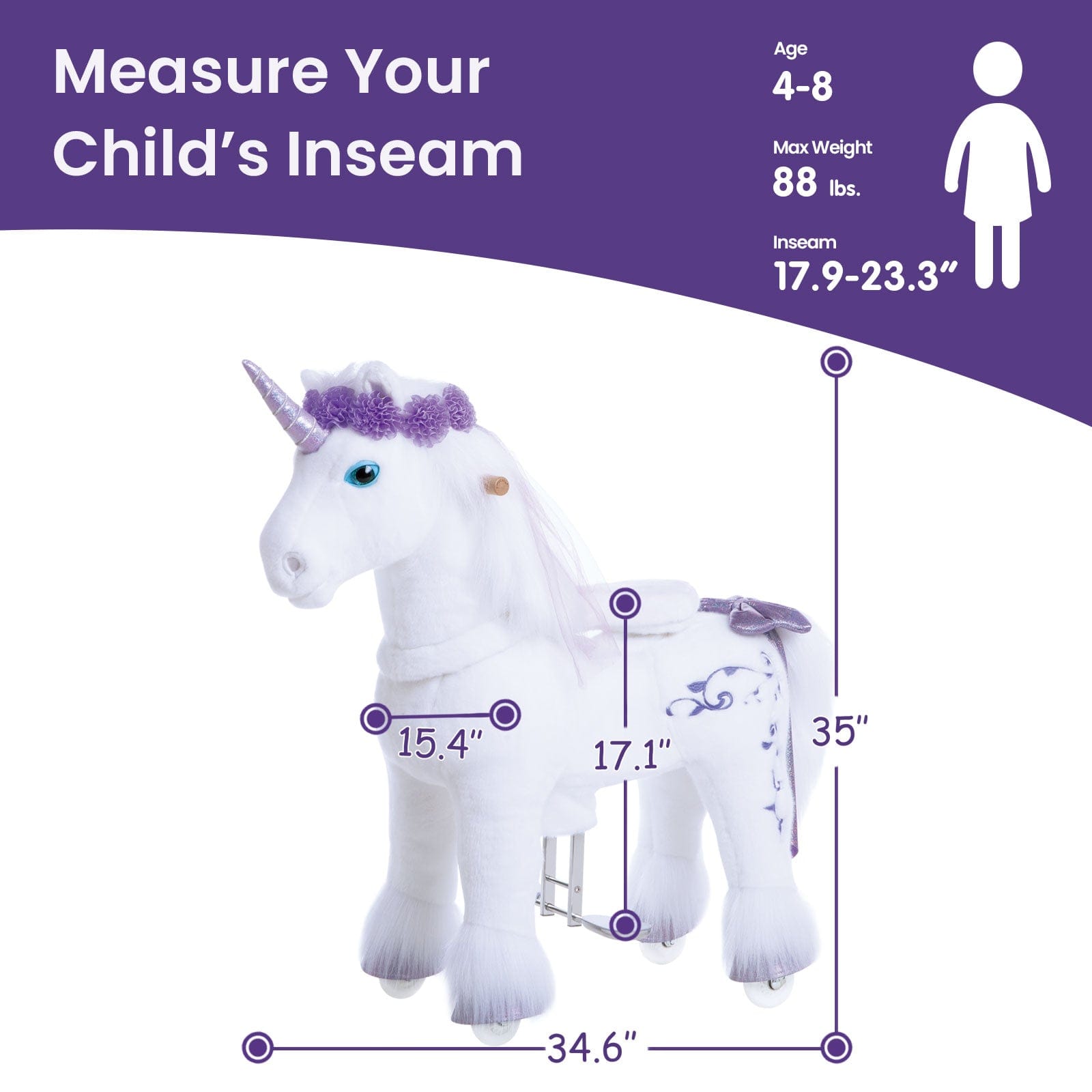 Purple Unicorn For Age 4-8 Model X