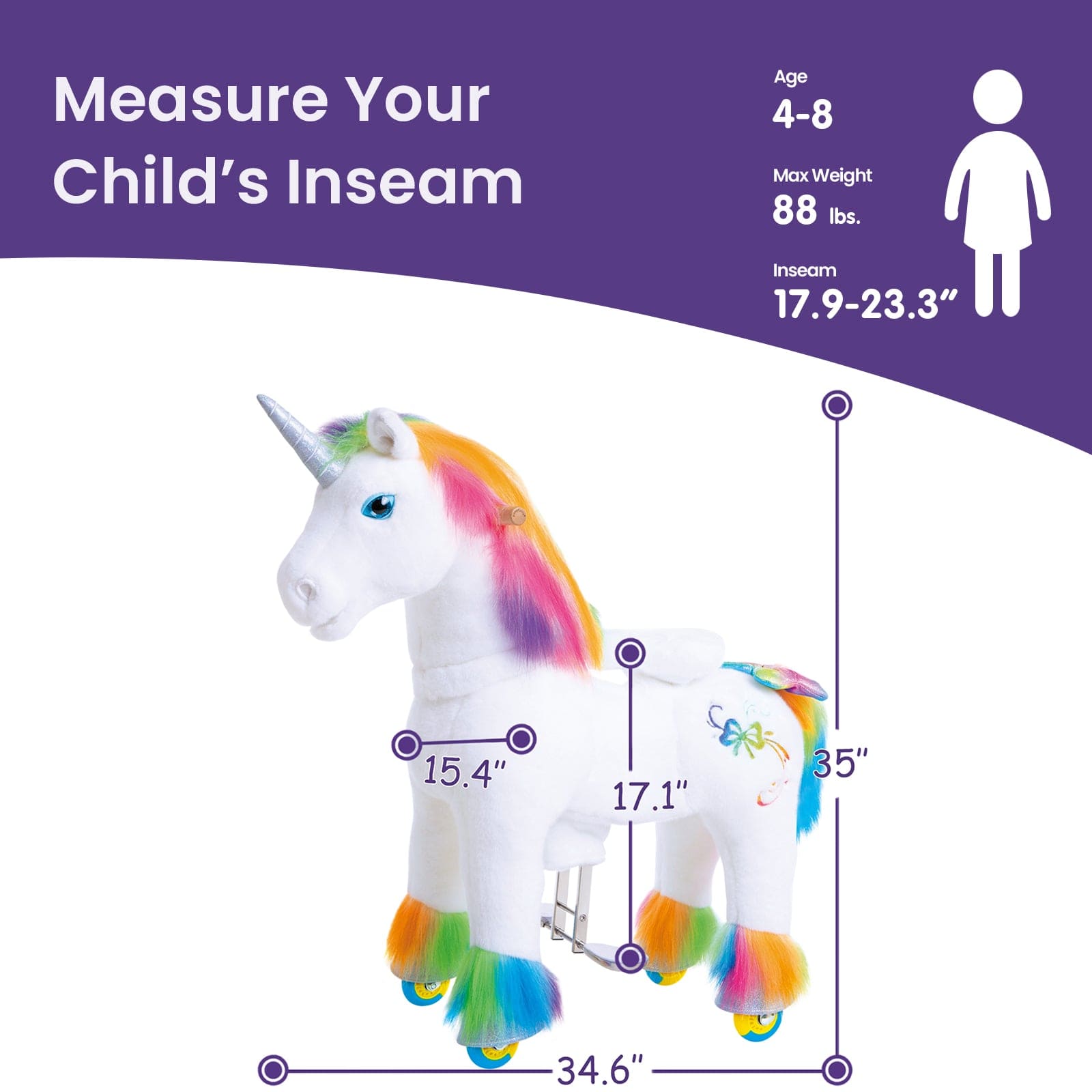 Rainbow Unicorn For Age 4-8  Model X
