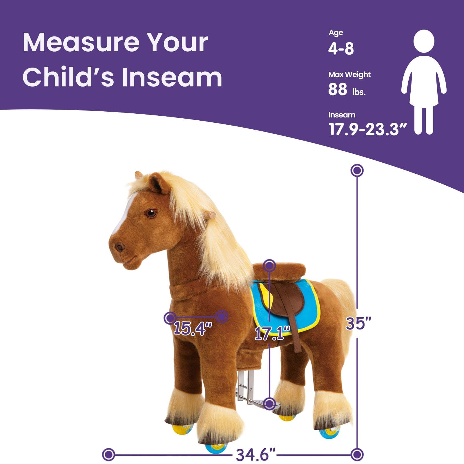 Horse Ride On Toy For Age 4-8 Brown Model X