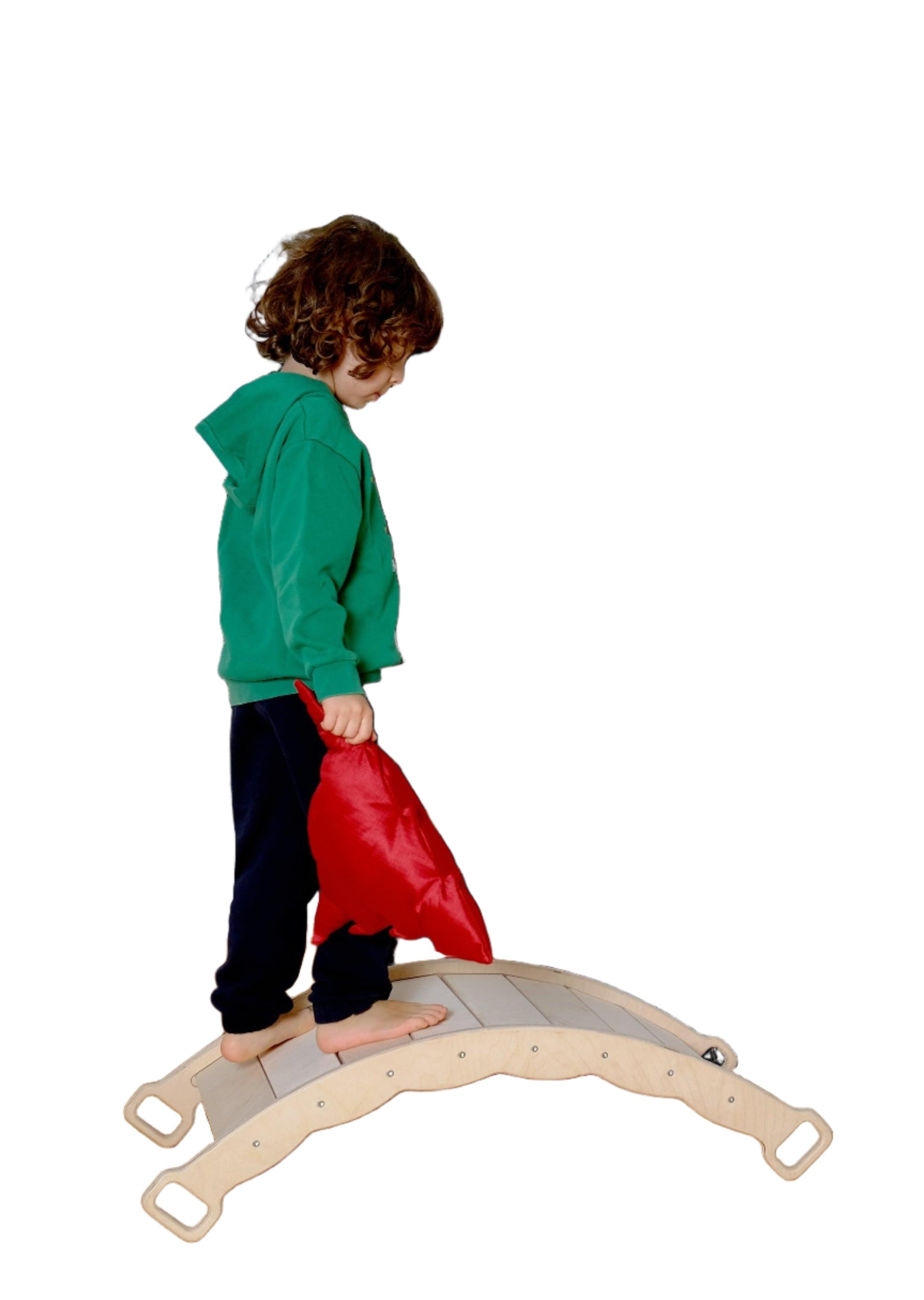 Xl Wooden Balance Board For Toddlers Montessori Balance Toy With Pillow