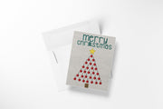 Embroidered Christmas Tree Card – Red Ornament Holiday Card