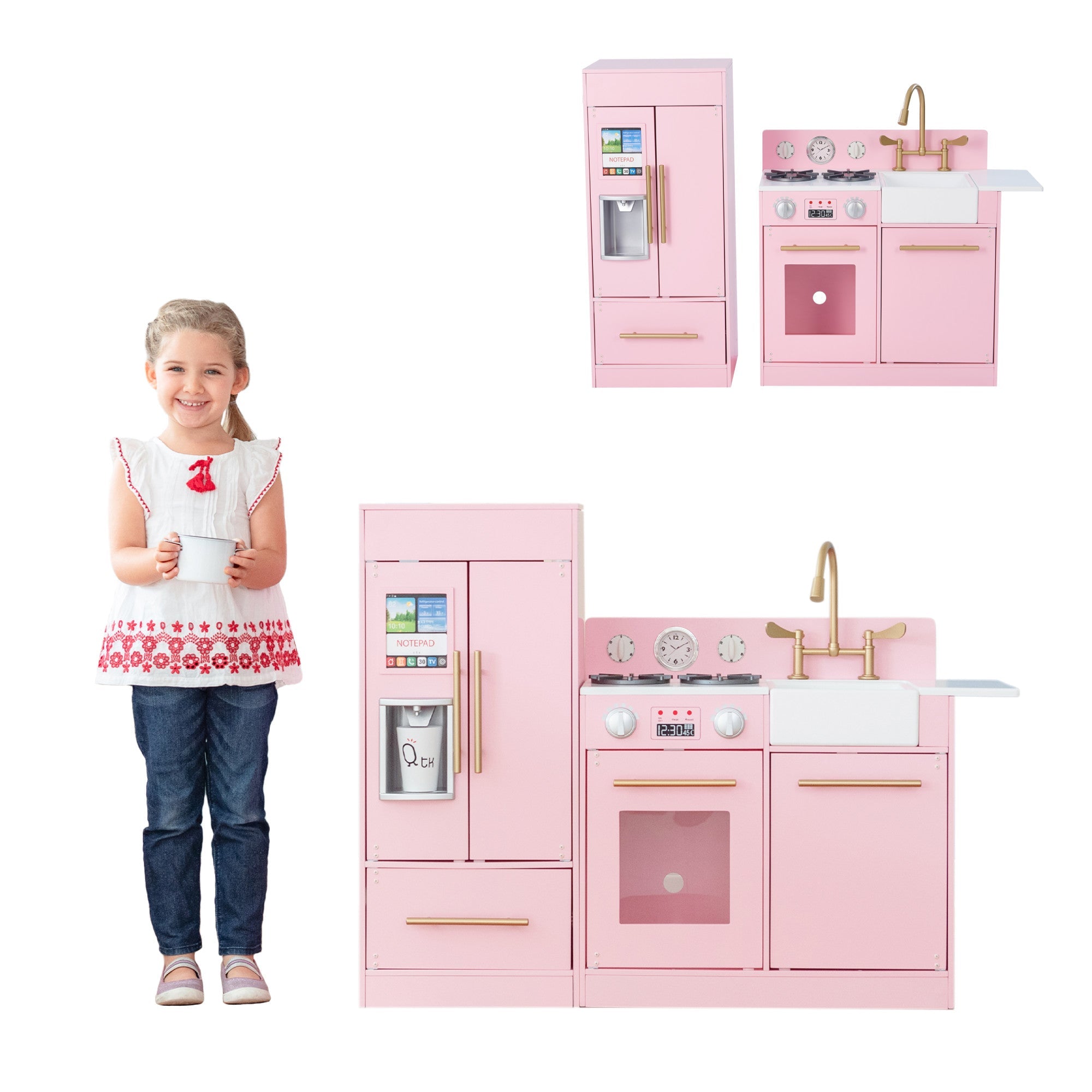 Little Chef Charlotte Play Kitchen & Refrigerator Set, Pink