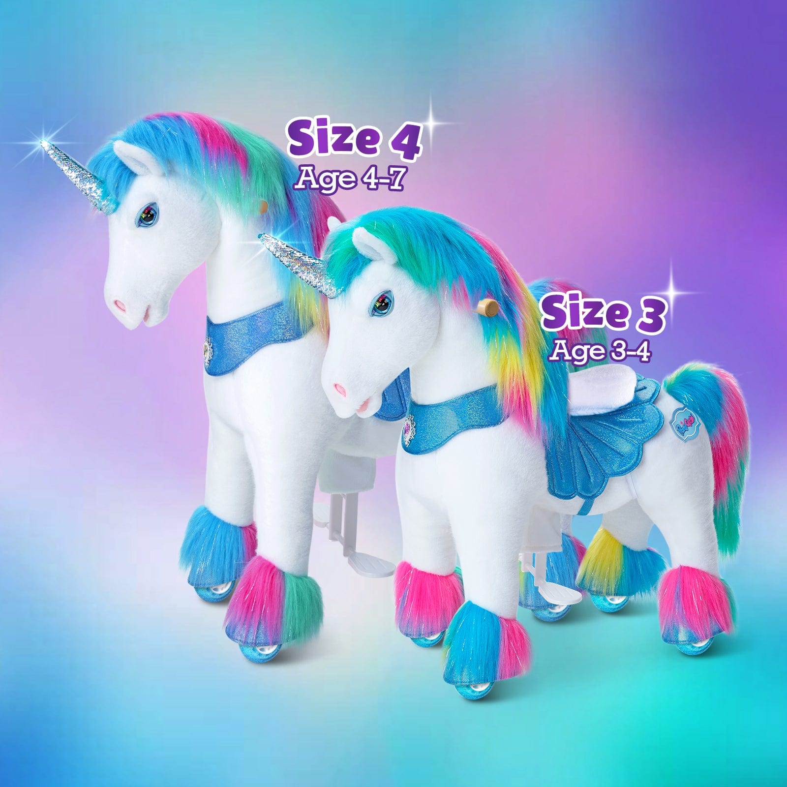Model Y Rainbow Unicorn Rideable Toy For Age 3-4