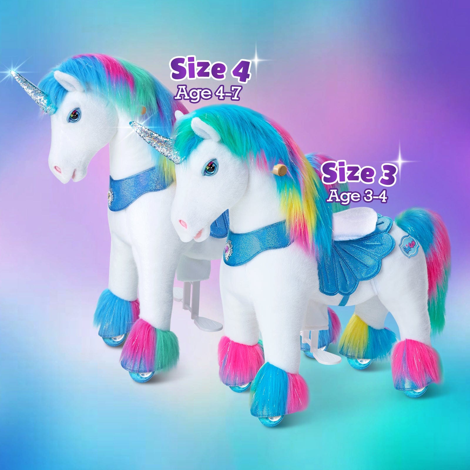 Model Y Rainbow Unicorn Rideable Toy For Age 4-7