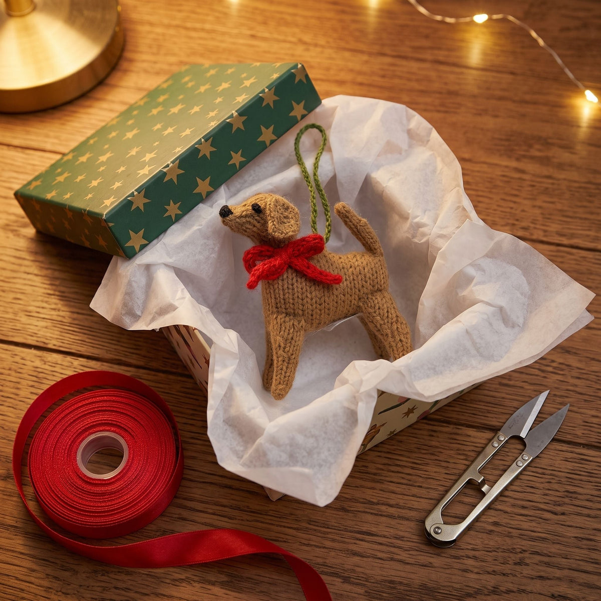 Yellow Lab Hand Knit Christmas Ornament