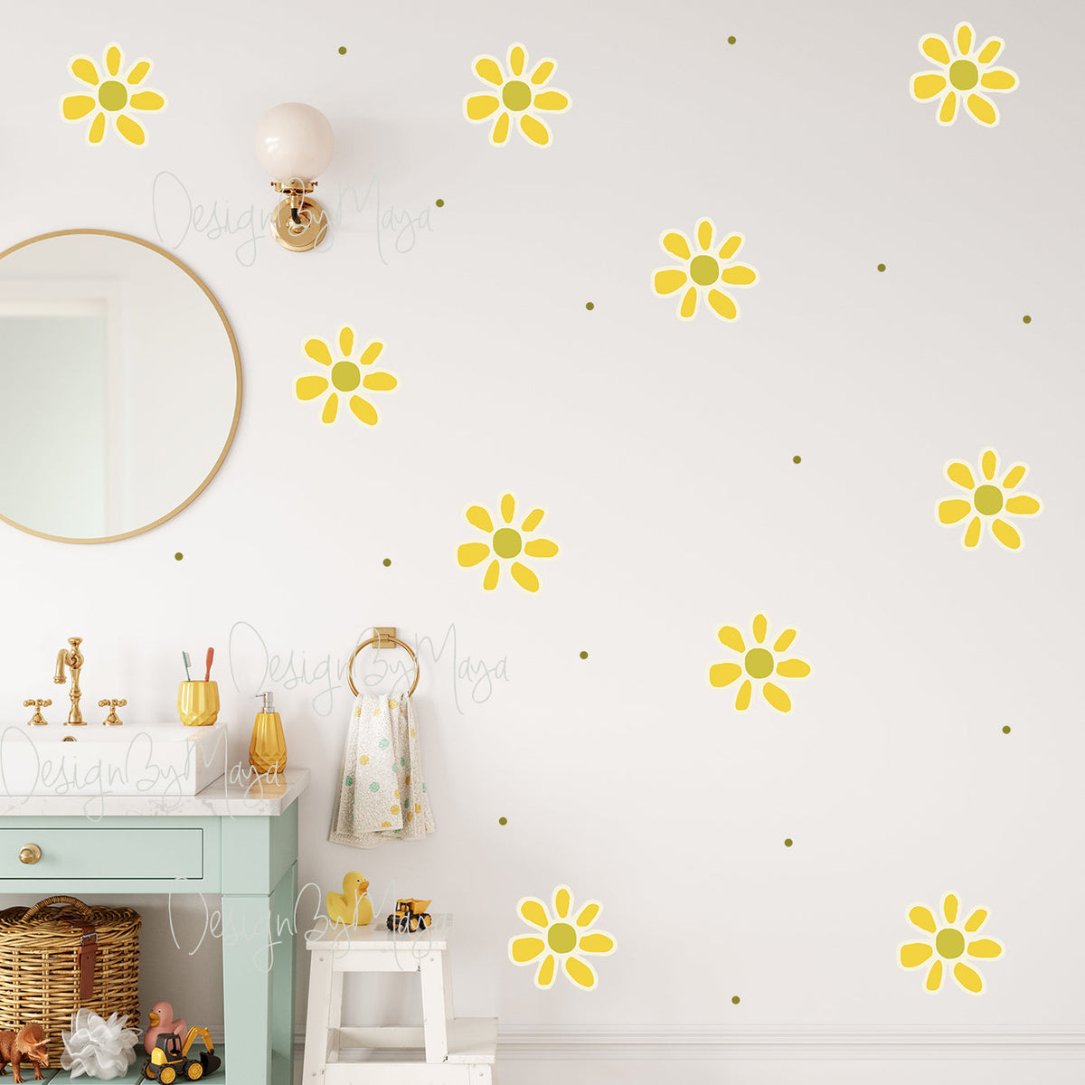 Daisy Flowers - Fabric Nursery Wall Art Decals