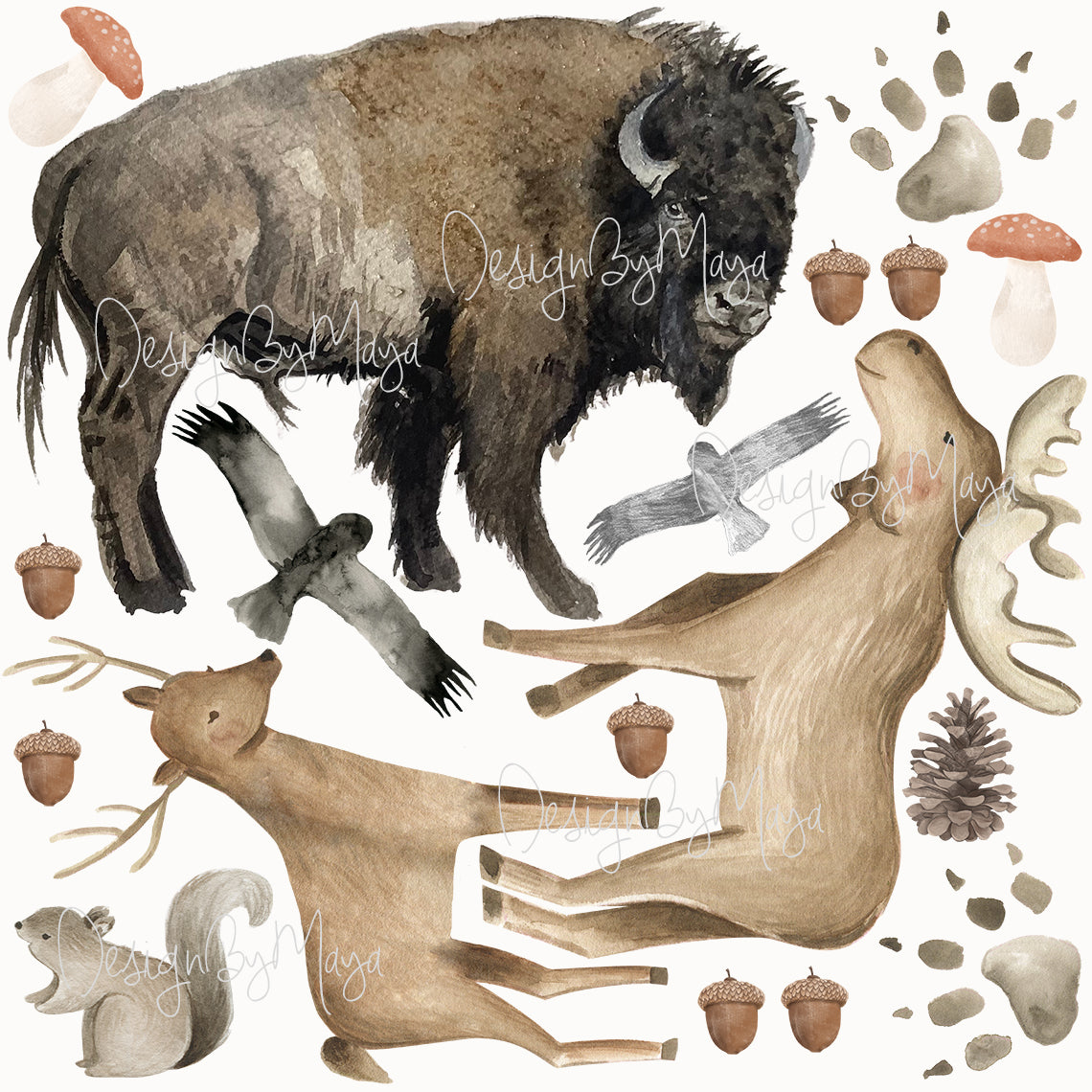 Yellowstone & Woodland Pine Trees - Fabric Nursery Wall Art Decals