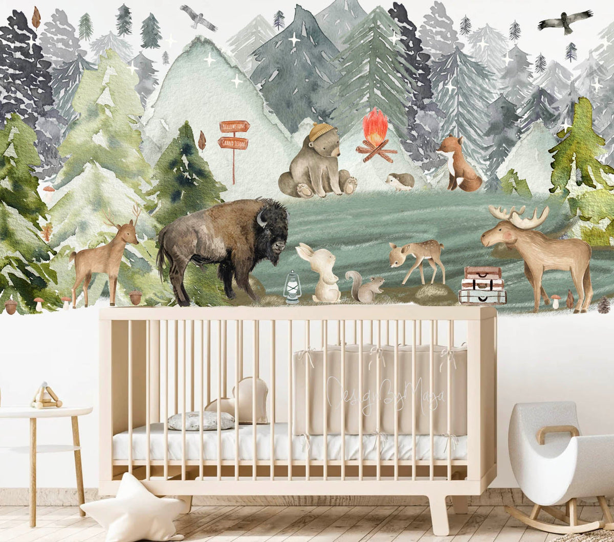 Yellowstone & Woodland Pine Trees - Fabric Nursery Wall Art Decals