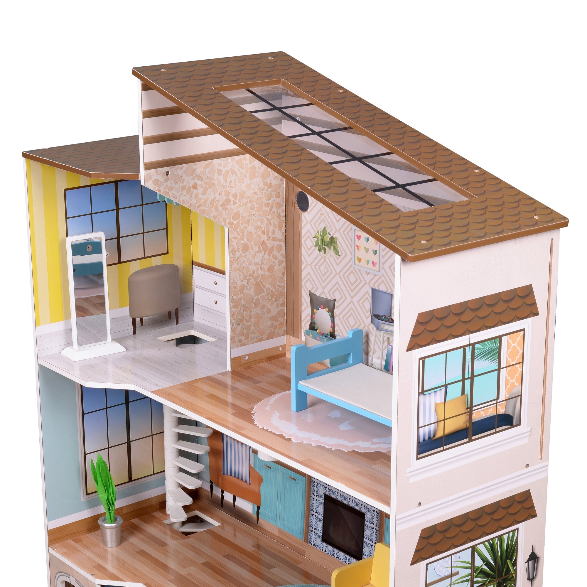 Olivia's Little World Wooden Dreamland Mediterranean Dollhouse Set