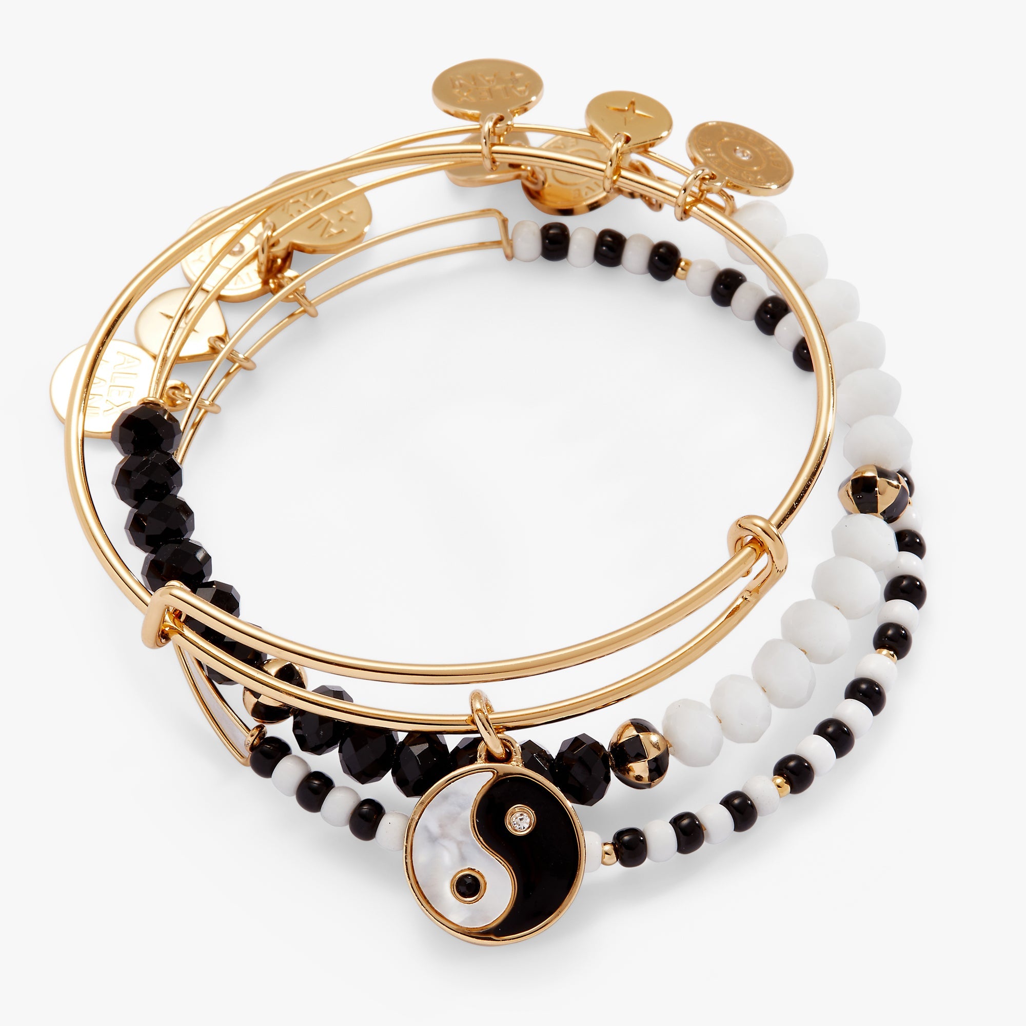 Mother Of Pearl Yin Yang Bangles Set Of 3