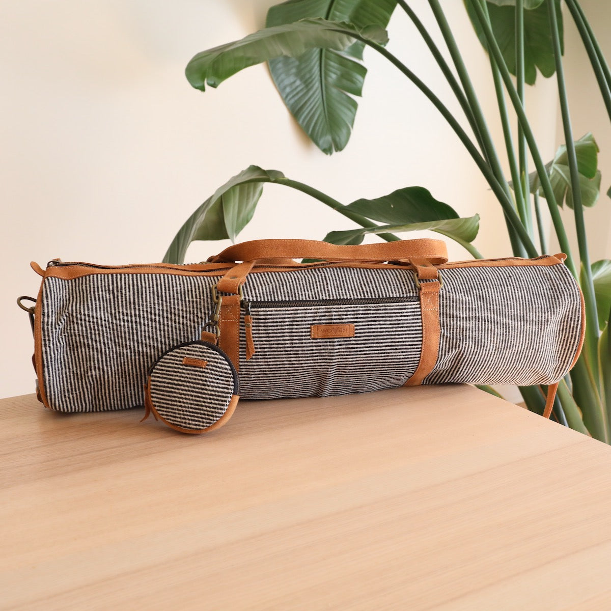 Woven Yoga Mat Bag - Black Stripe